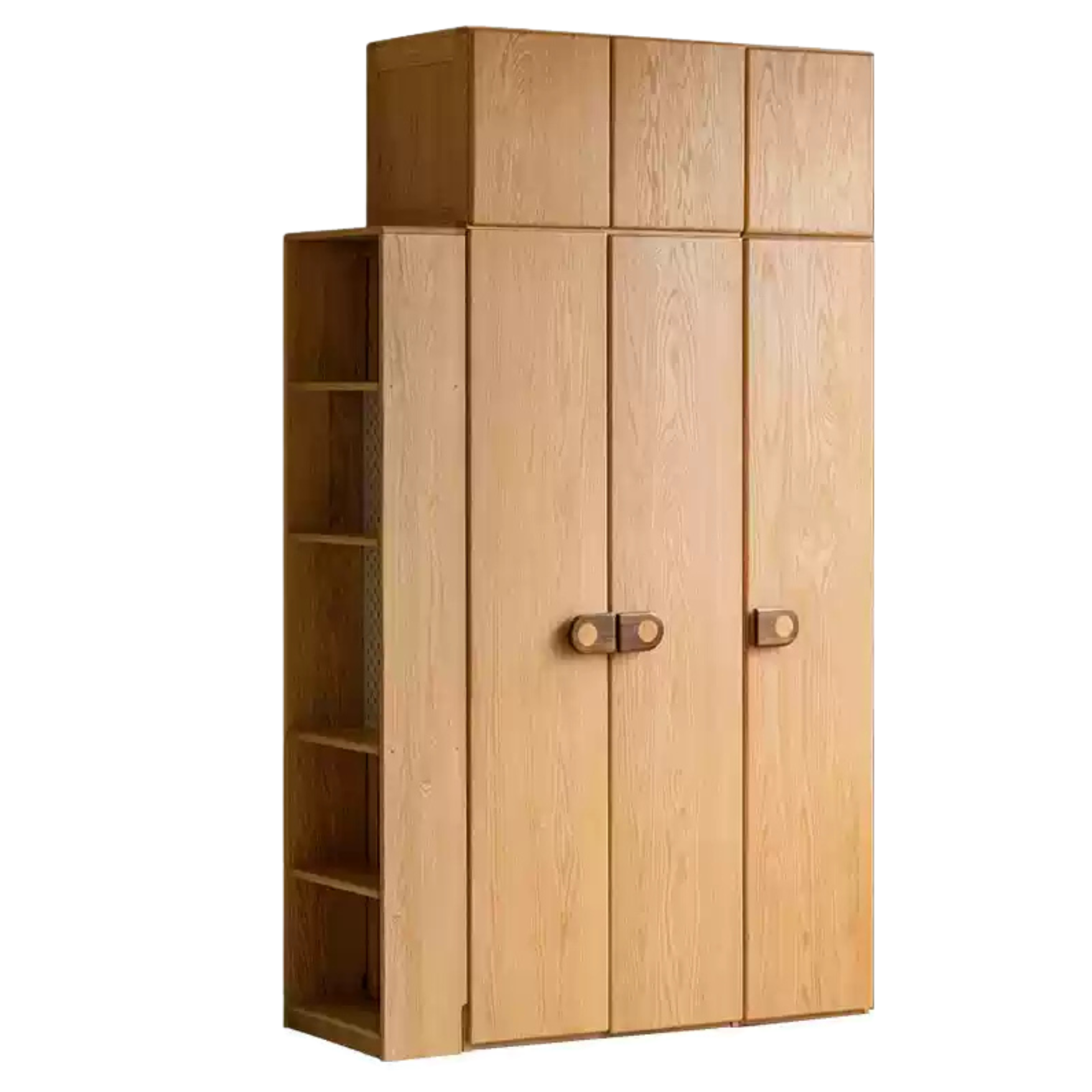 Oak Solid Wood Children's Wardrobe with Desk