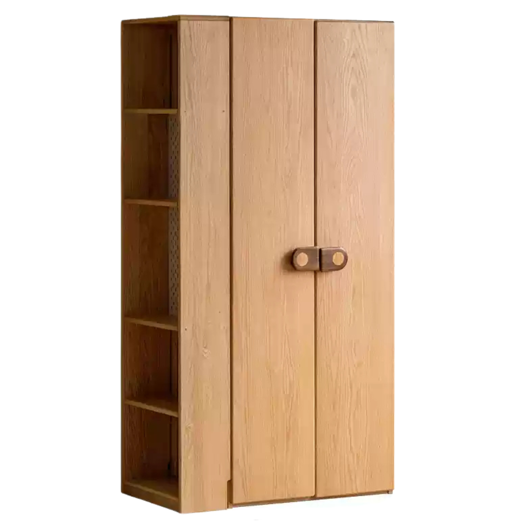 Oak Solid Wood Children's Wardrobe with Desk