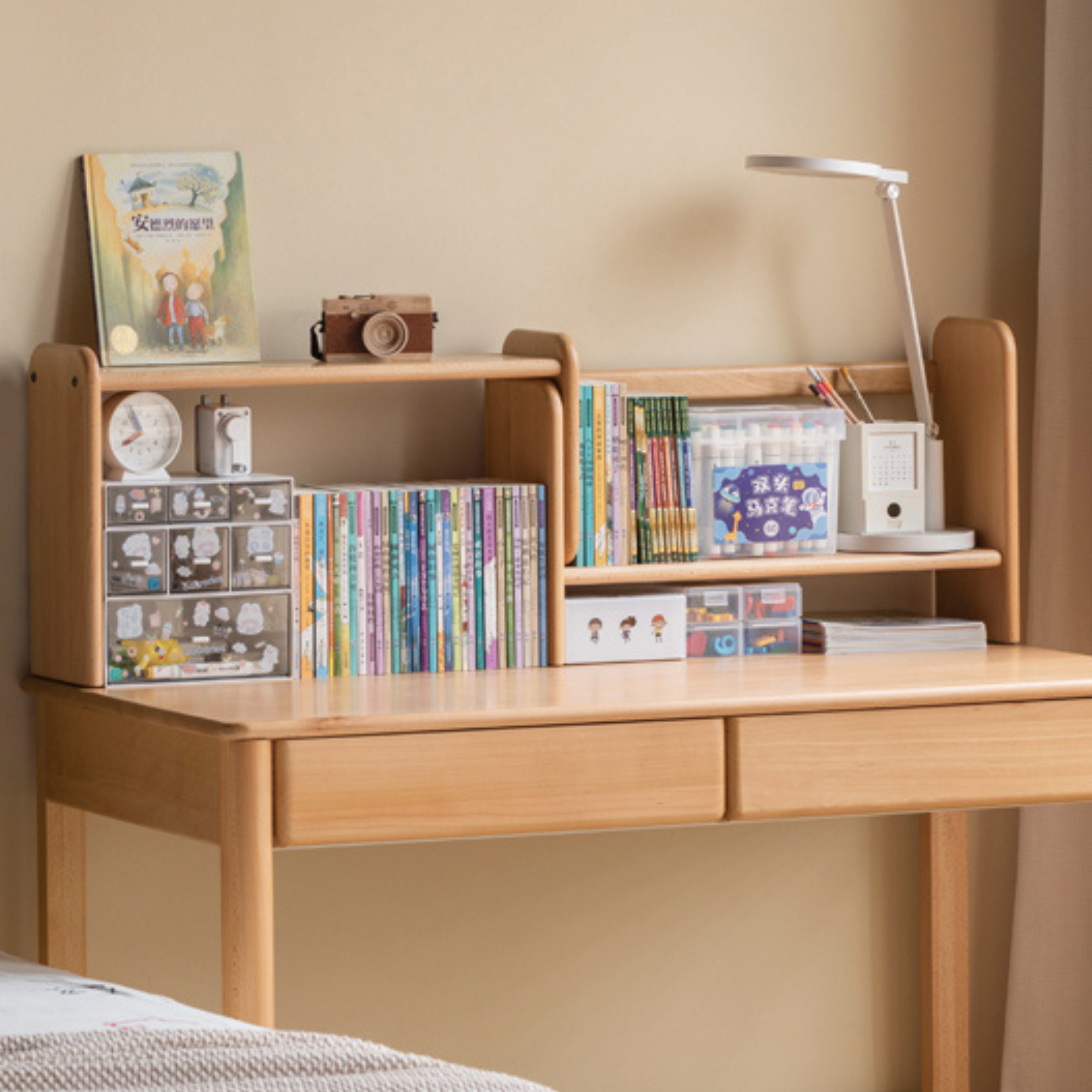 Beech, Oak solid wood children's shelves multi-function