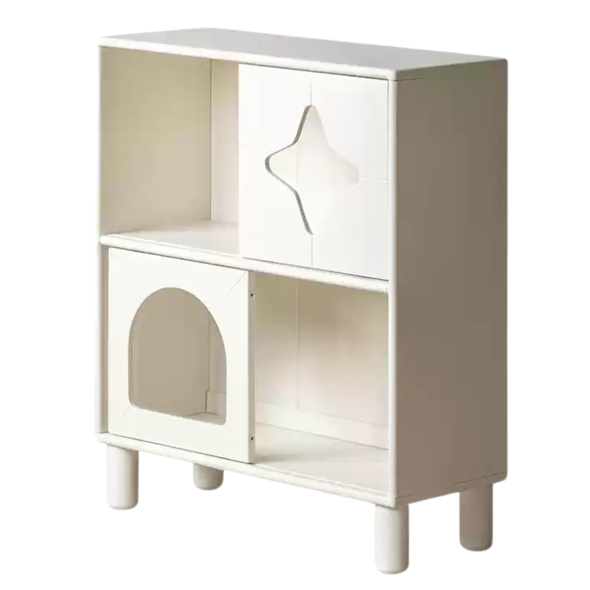 Rubber solid wood children's cream style bookcase