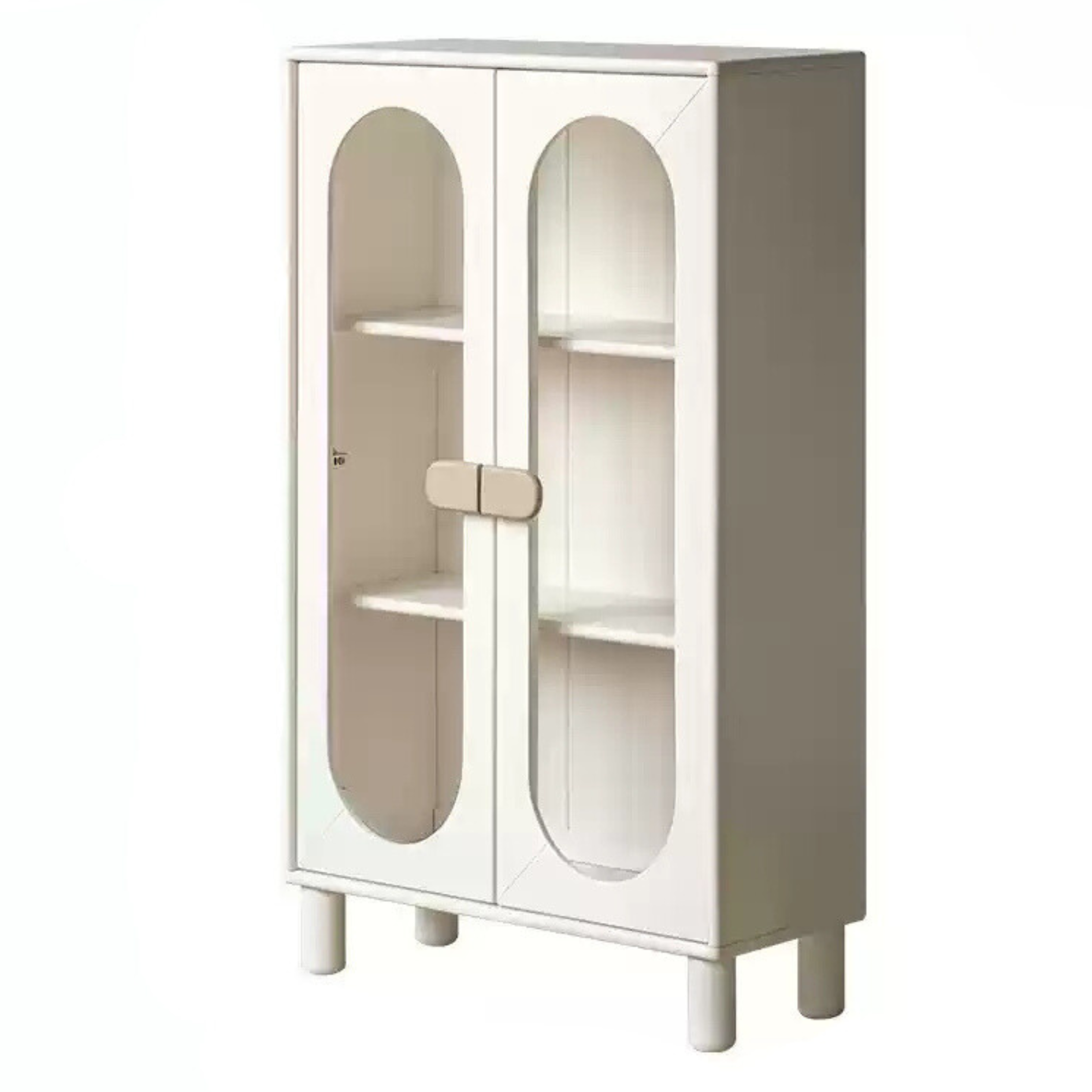 Rubber solid wood children's cream style bookcase