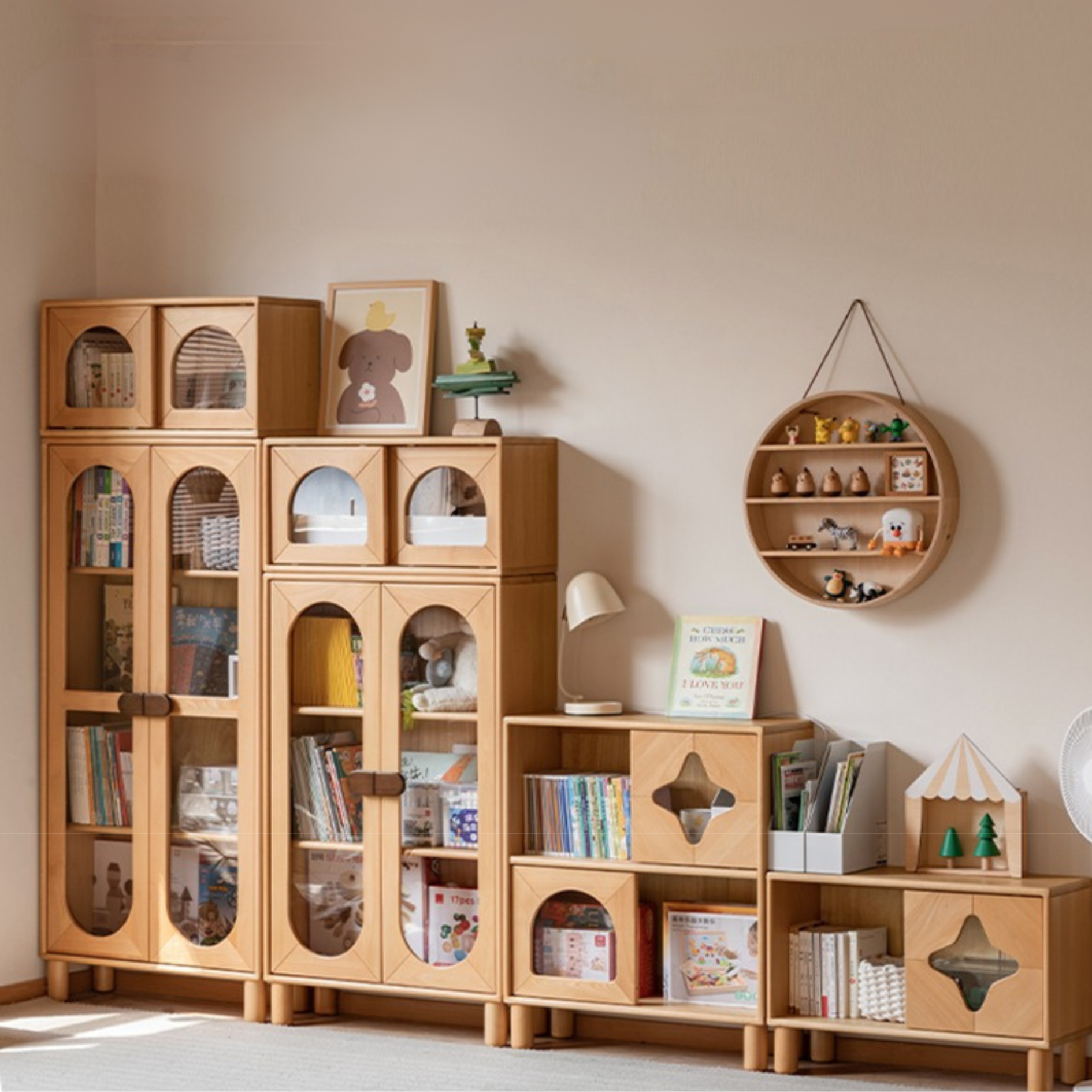 Beech solid wood children's Сombination Bookshelf