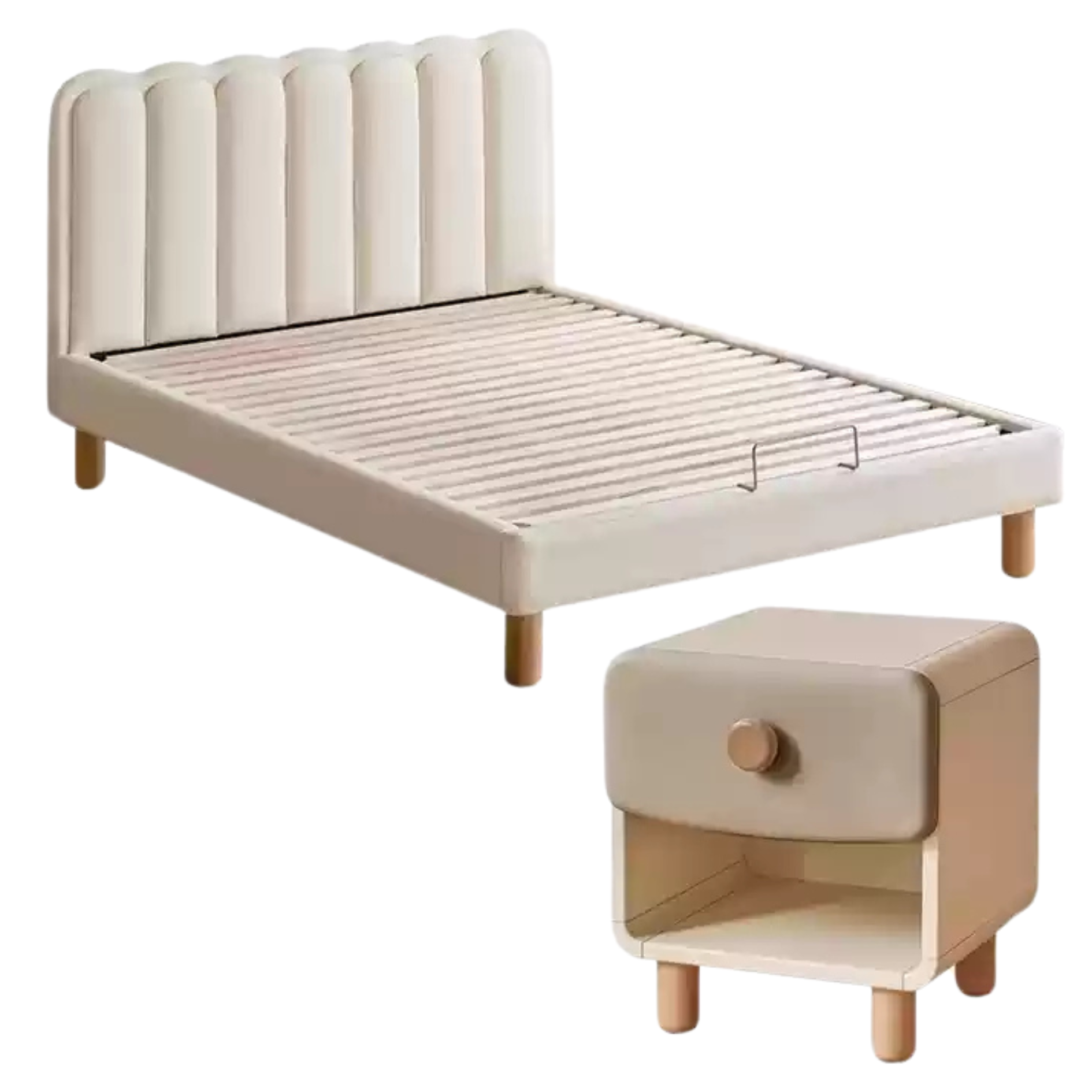 Children's Bed white cream style organic leather