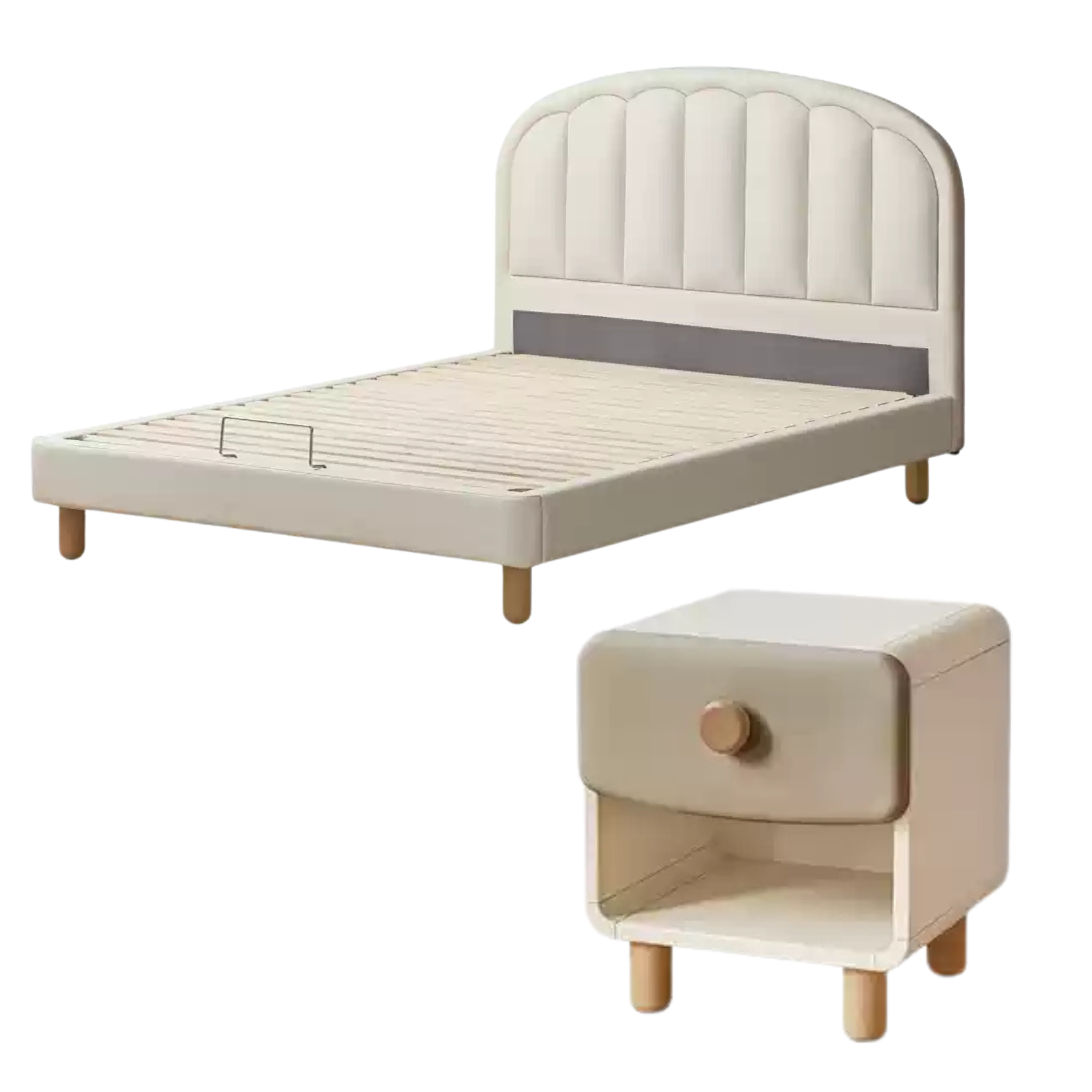 Organic leather Children's Cream Style Soft Bed