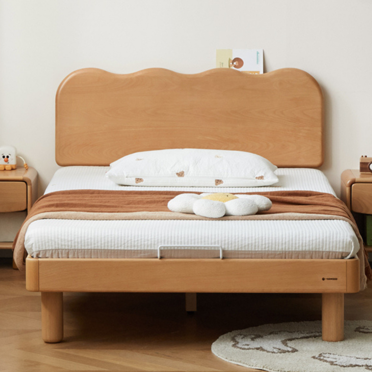 Solid Wood Children's Bed Modern Simple Boys Girls Large Plank Bed Home ...