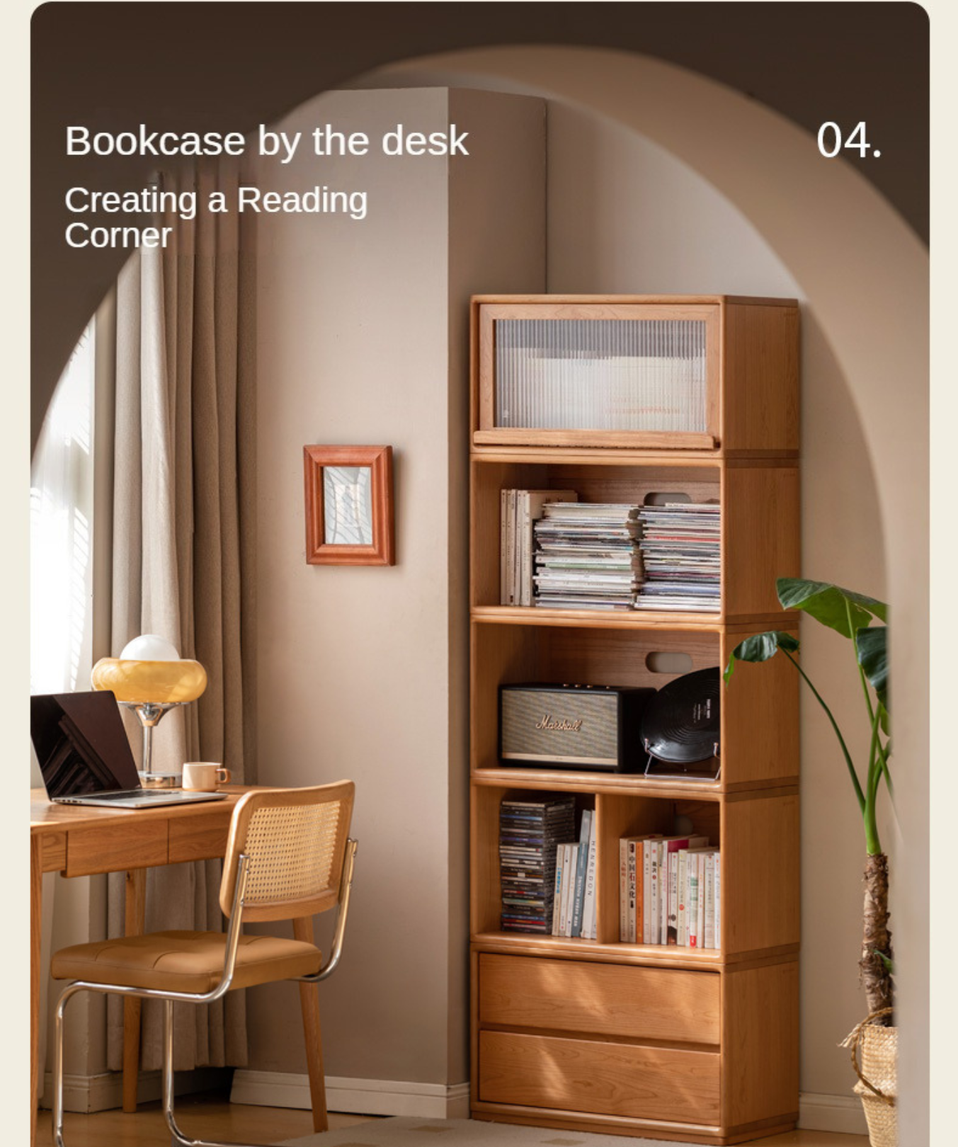 Cherry Solid wood free combination bookcase<