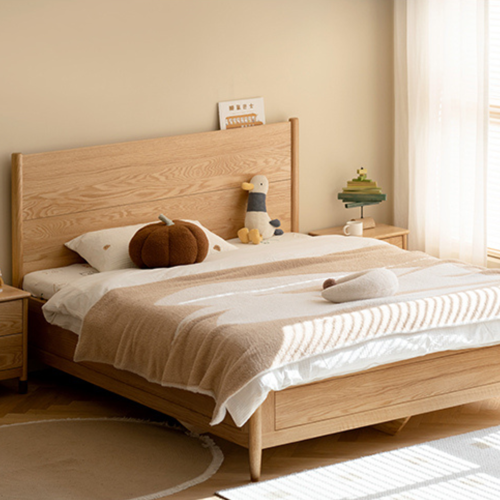 Beech, Oak Solid Wood Children's Box Bed