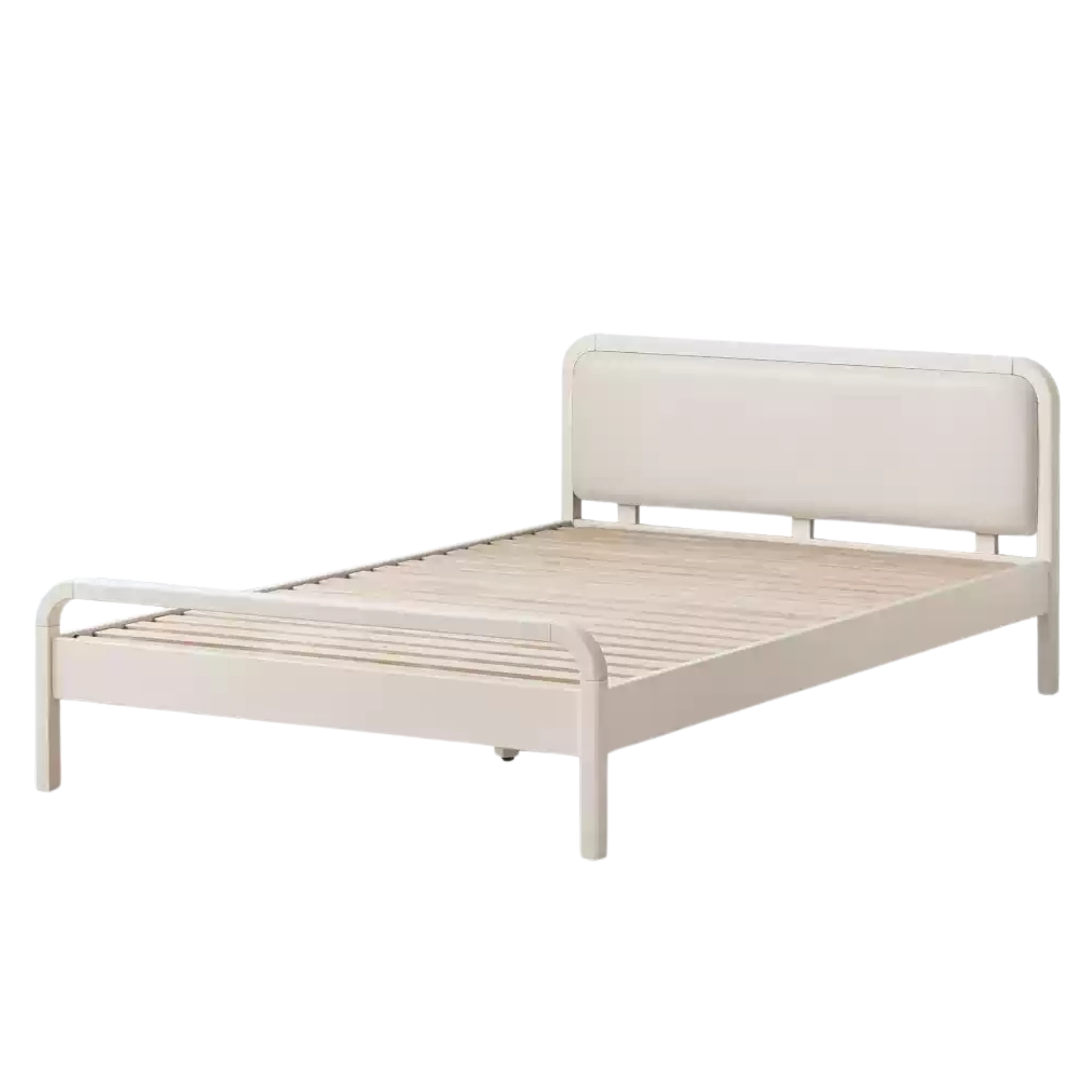 Rubber Wood White Cream Style Children's Soft Bed