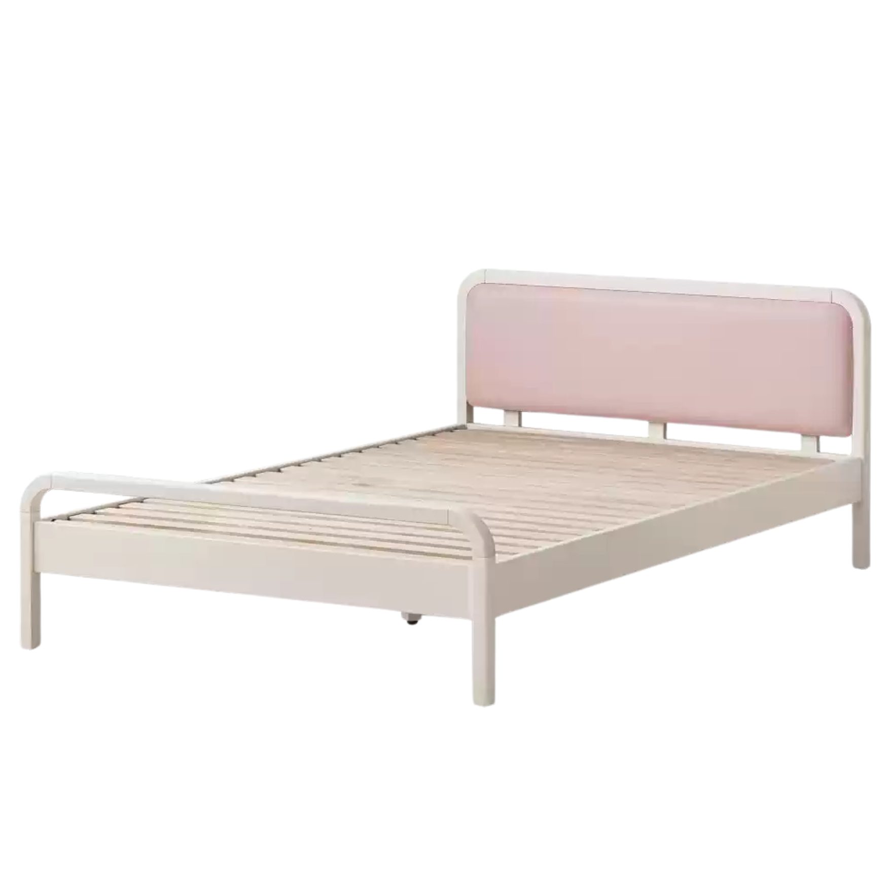 Rubber Wood White Cream Style Children's Soft Bed