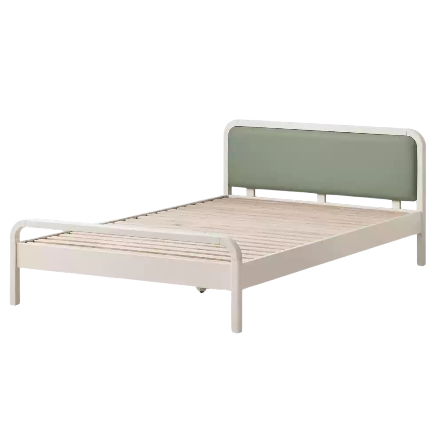 Rubber Wood White Cream Style Children's Soft Bed