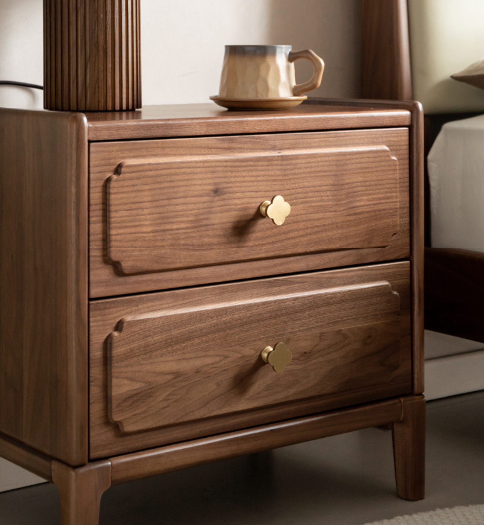 Black Walnut, Oak Solid Wood Nightstand