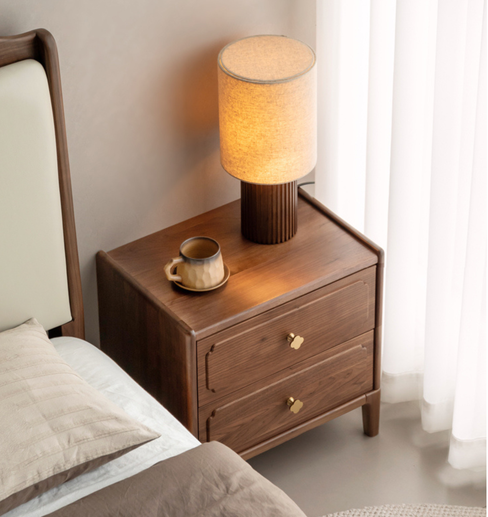 Black Walnut, Oak Solid Wood Nightstand