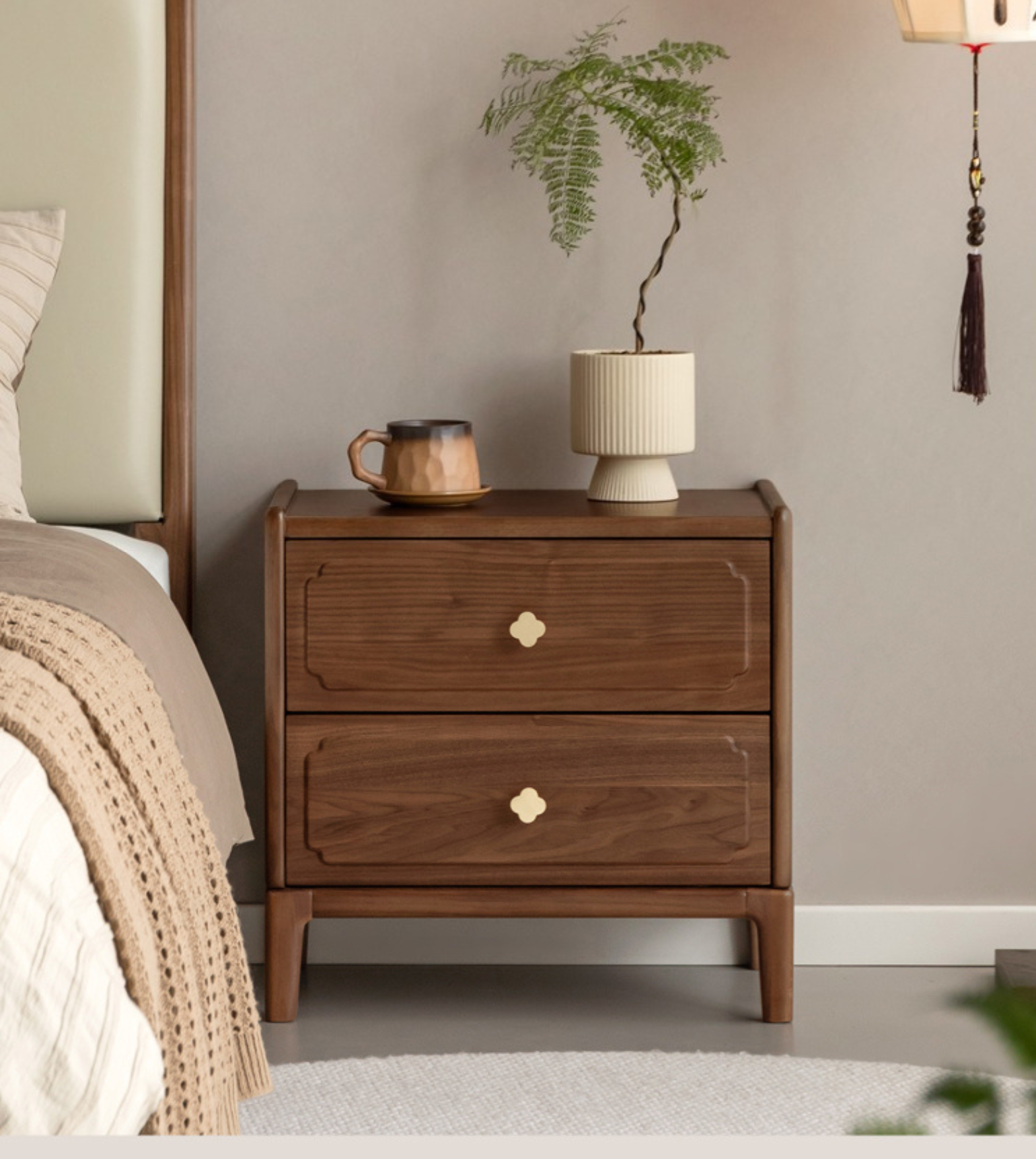 Black Walnut, Oak Solid Wood Nightstand