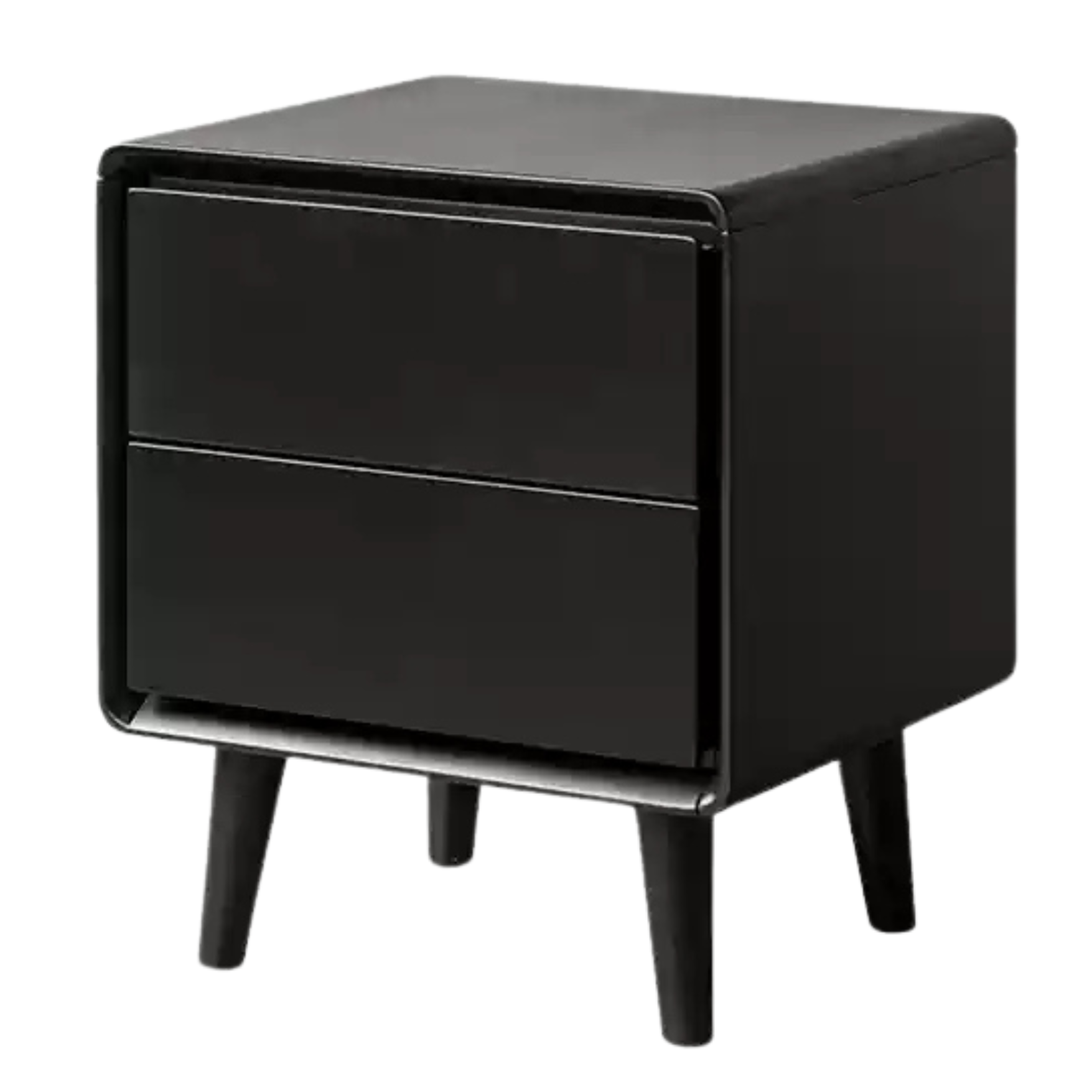 Poplar Solid Wood Black Nightstand