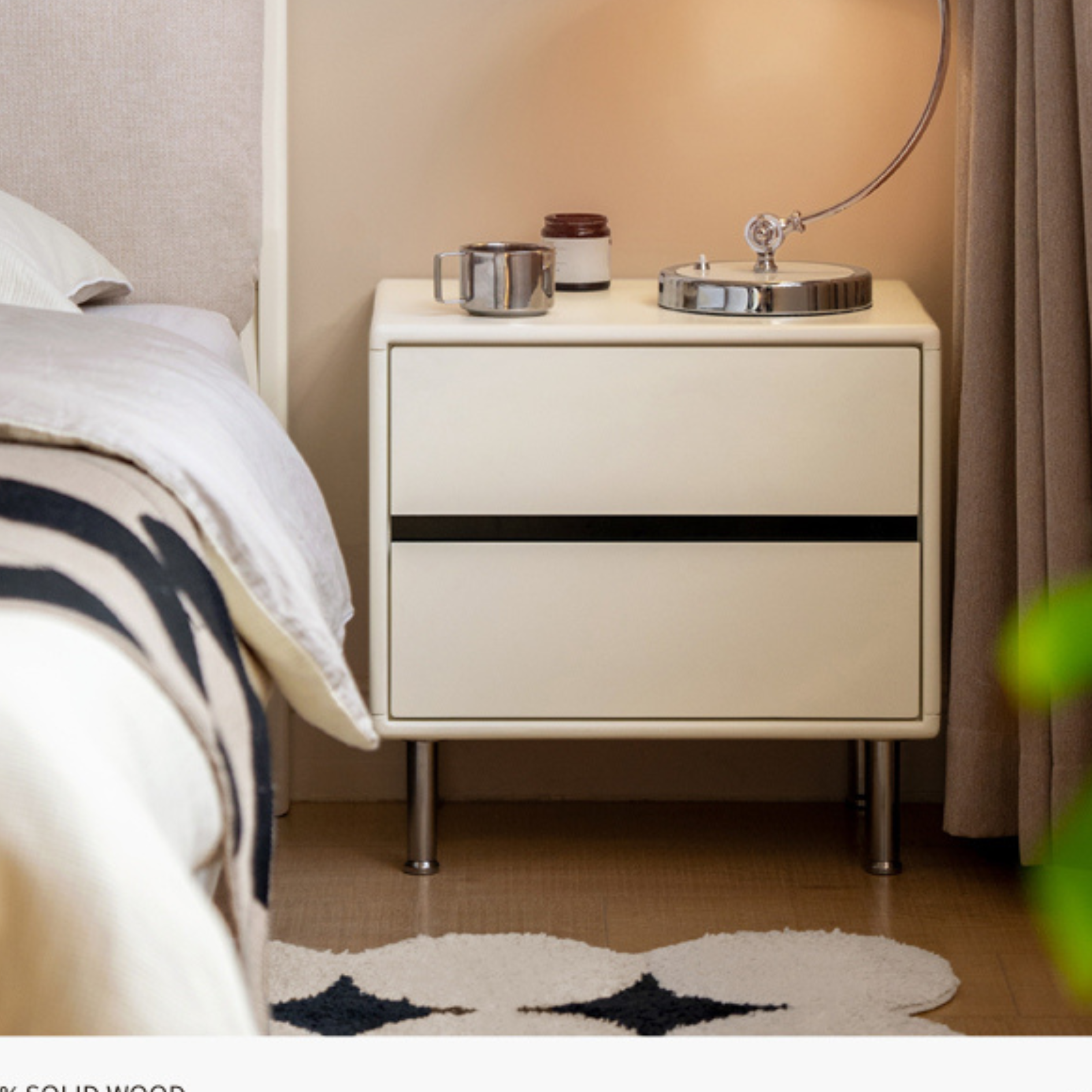 Beech Solid Wood Light Luxury Style Nightstand