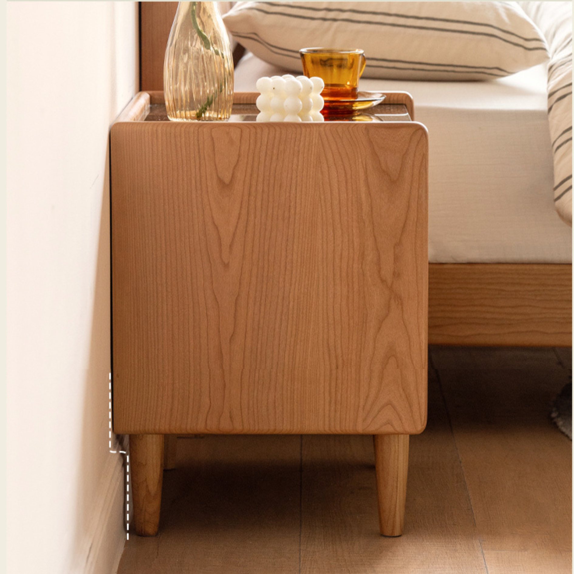 Cherry solid Wood Small Nightstand