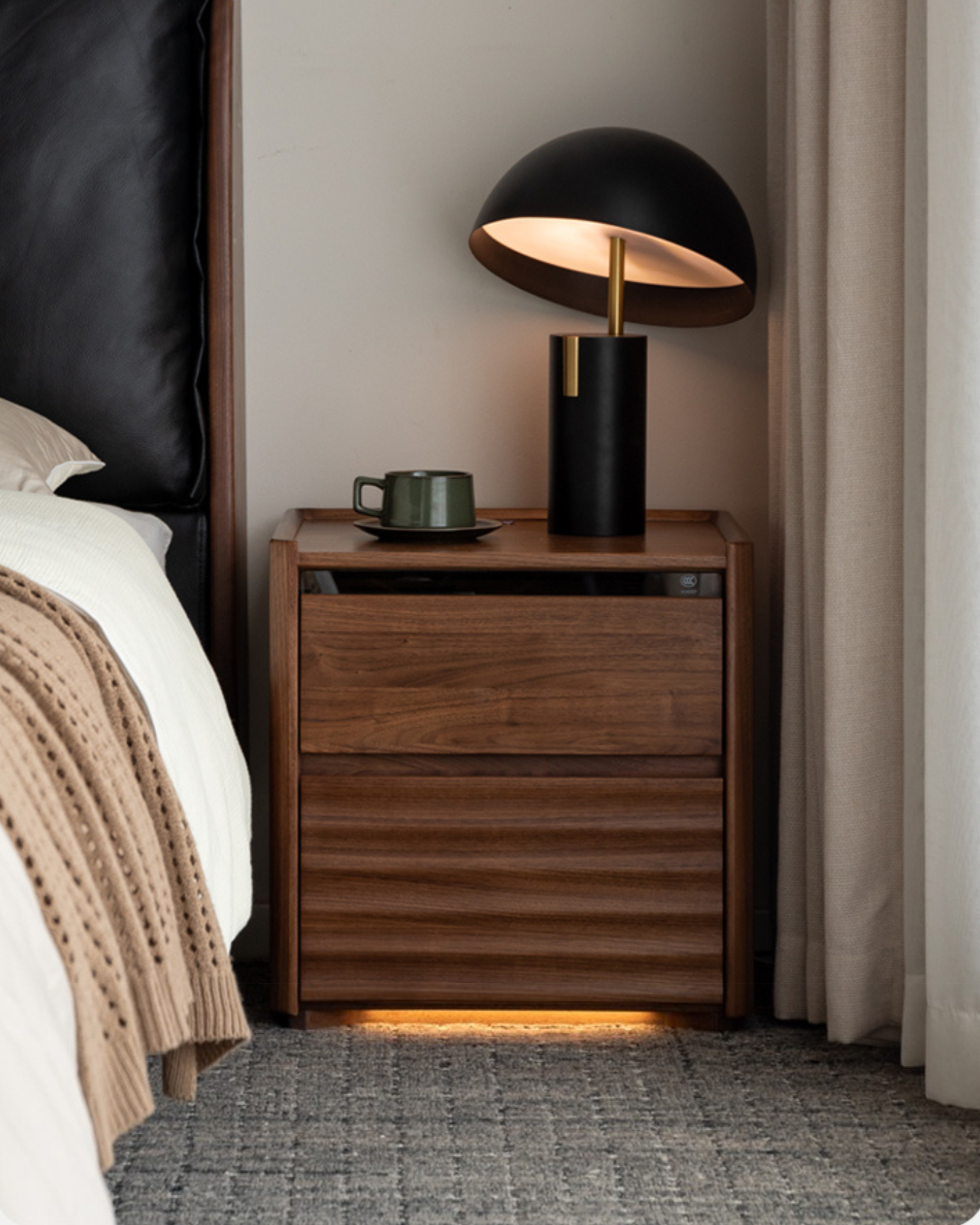 Black Walnut Solid Wood Simple Nightstand