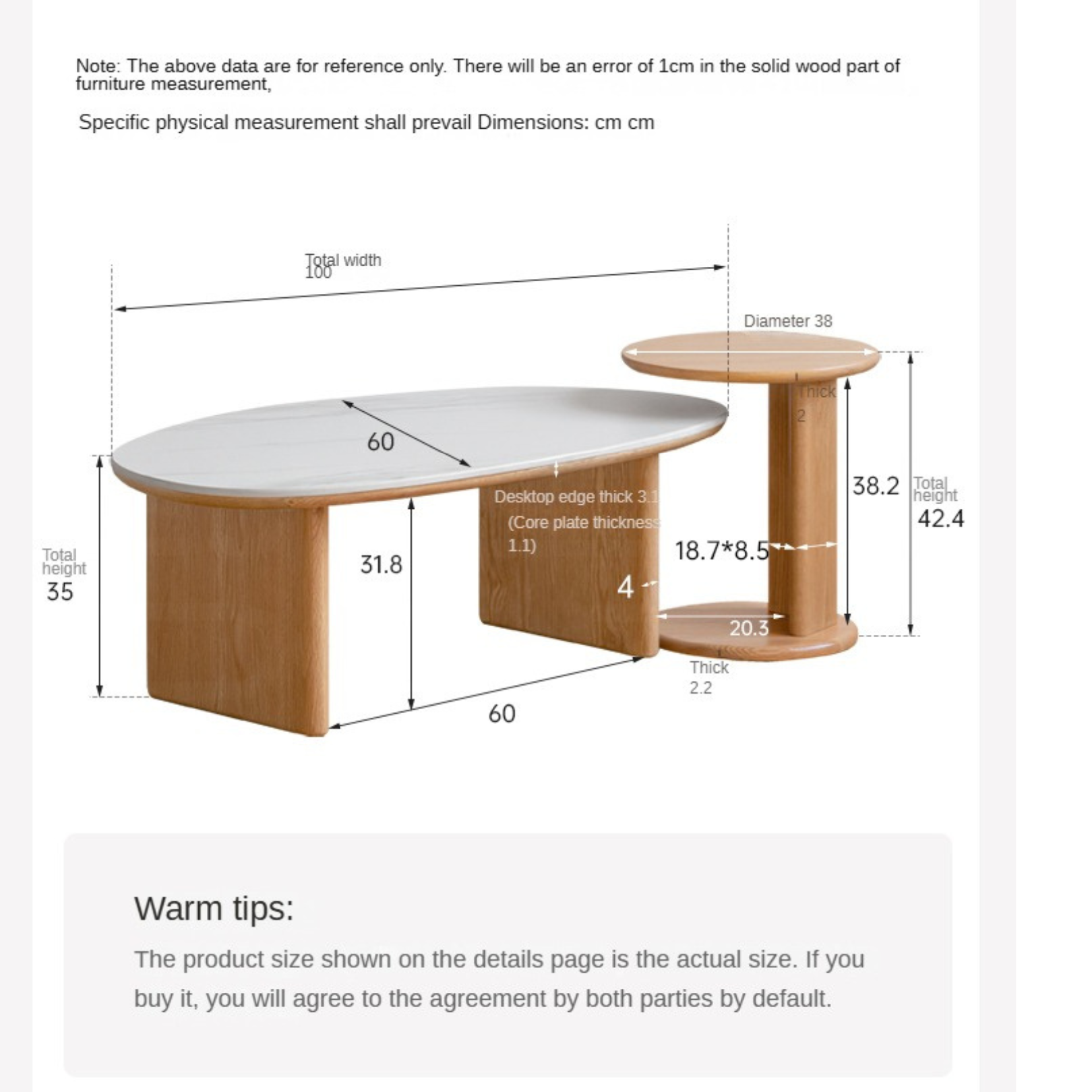 Oak solid wood modern rock plate coffee table