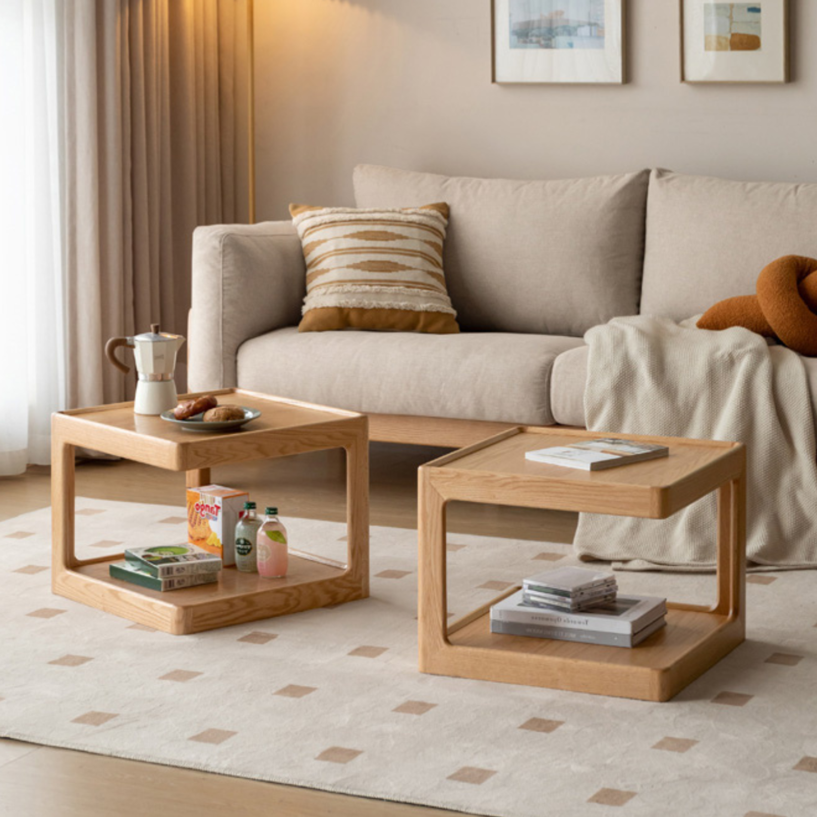 Oak Solid Wood Square Coffee Table