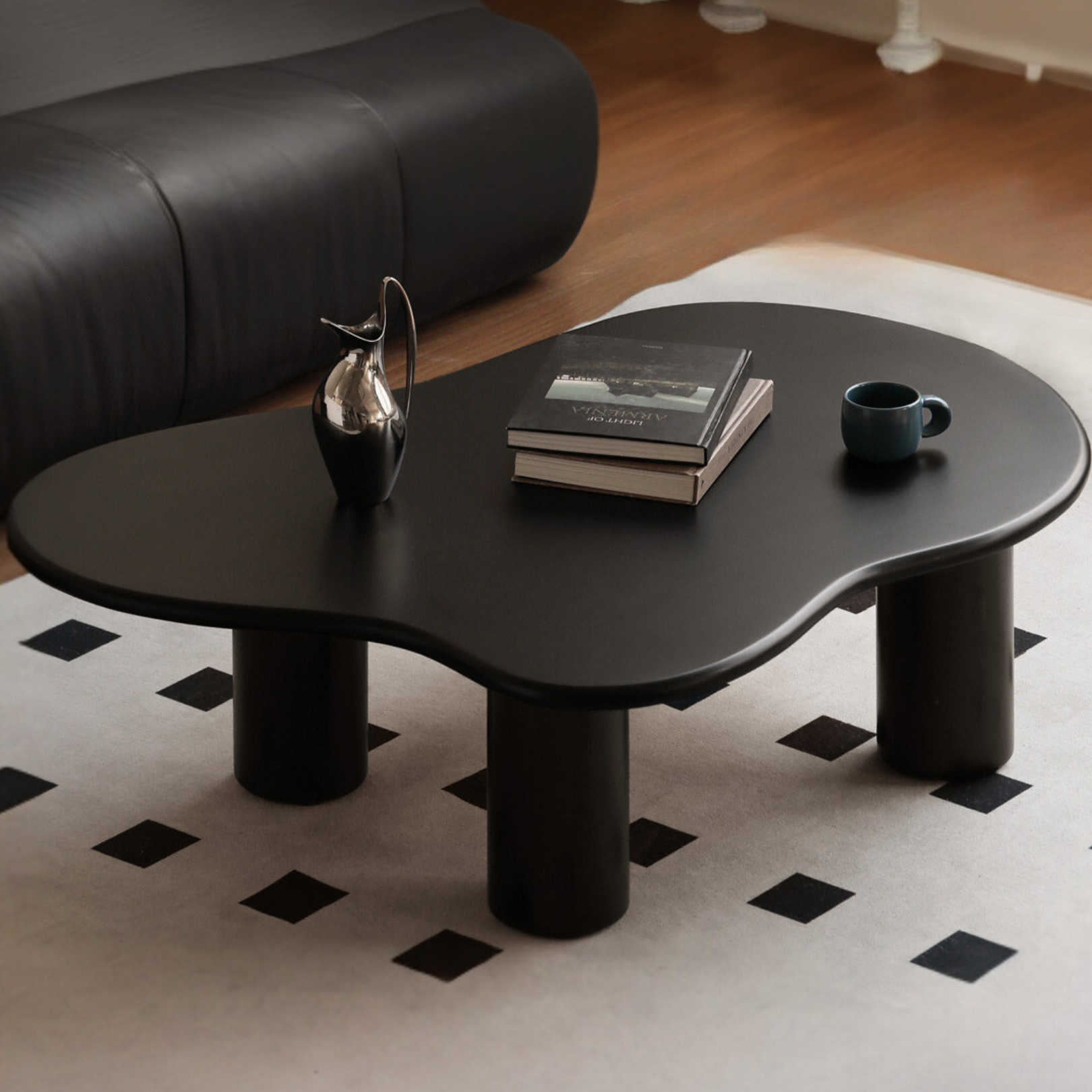 Rubber Solid Wood Black Tea Table