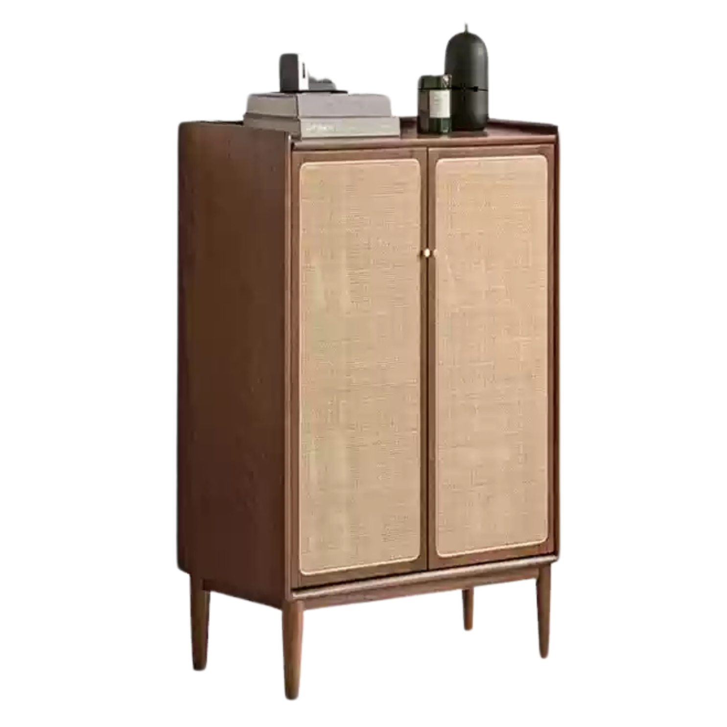 Oak Solid Wood Door Rattan Shoe Cabinet