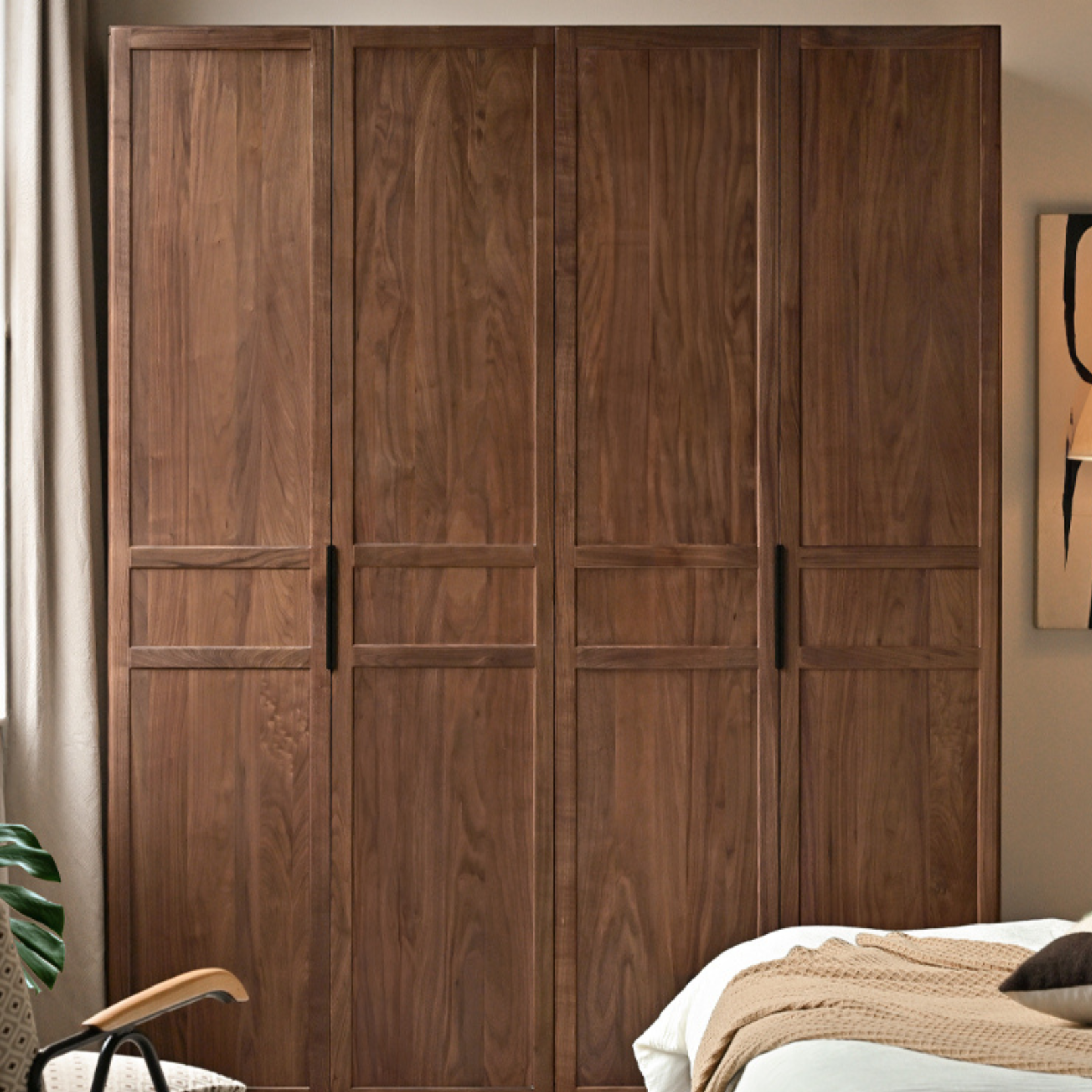 Black Walnut Solid Wood Wardrobe Modern Simple