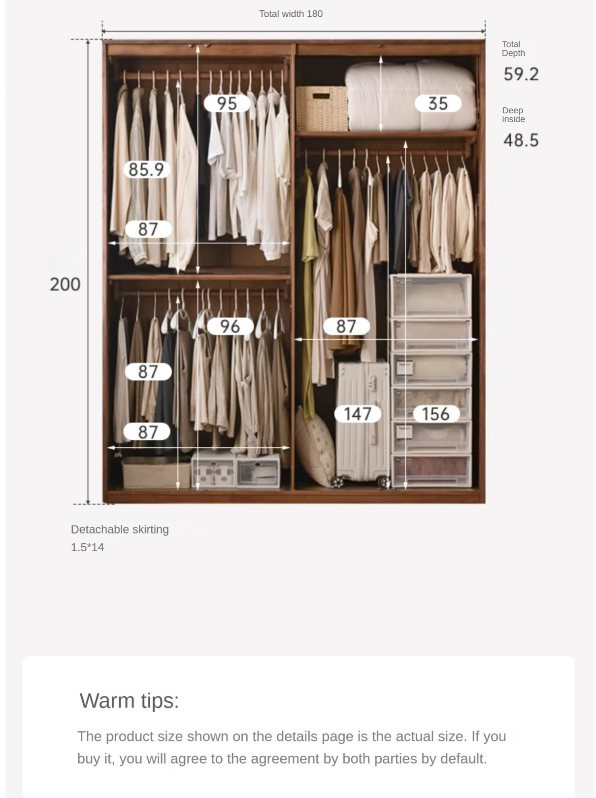 Black Walnut Solid Wood Wardrobe Modern Simple