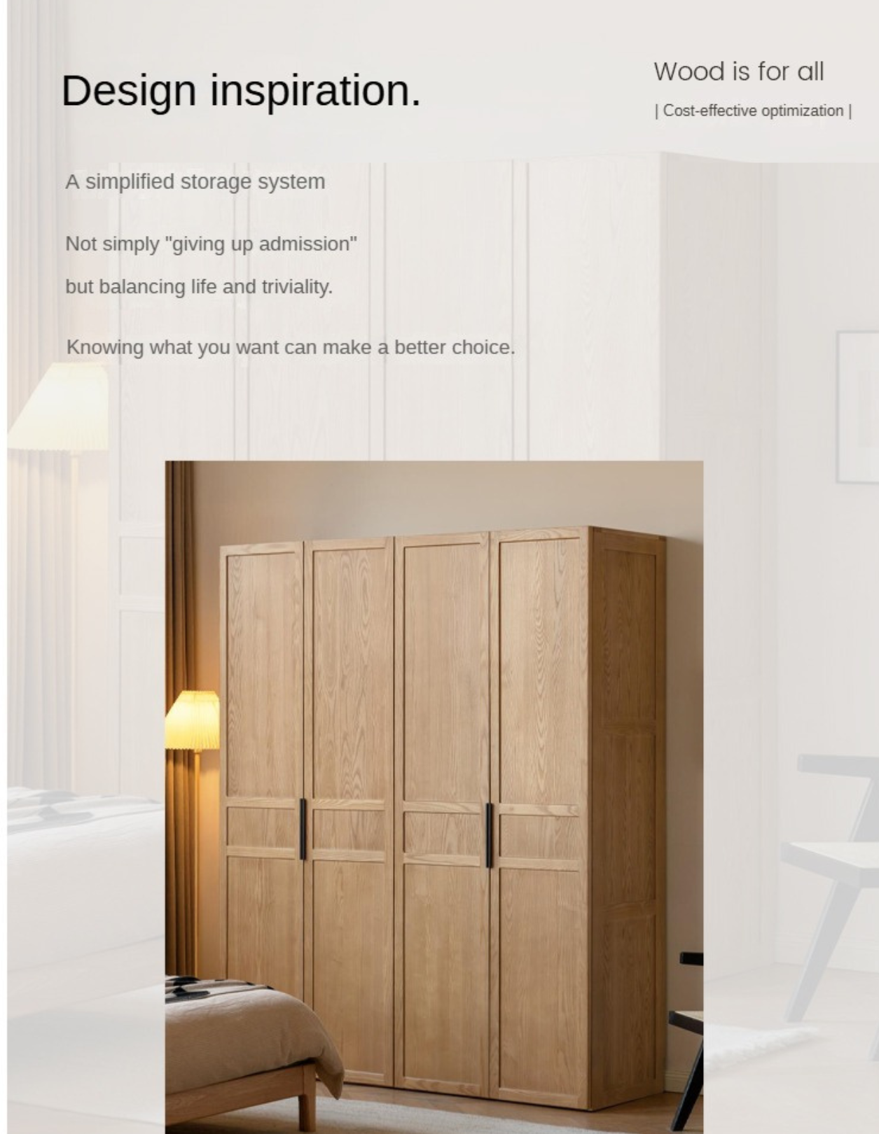 Ash Solid Wood Wardrobe Modern Simple