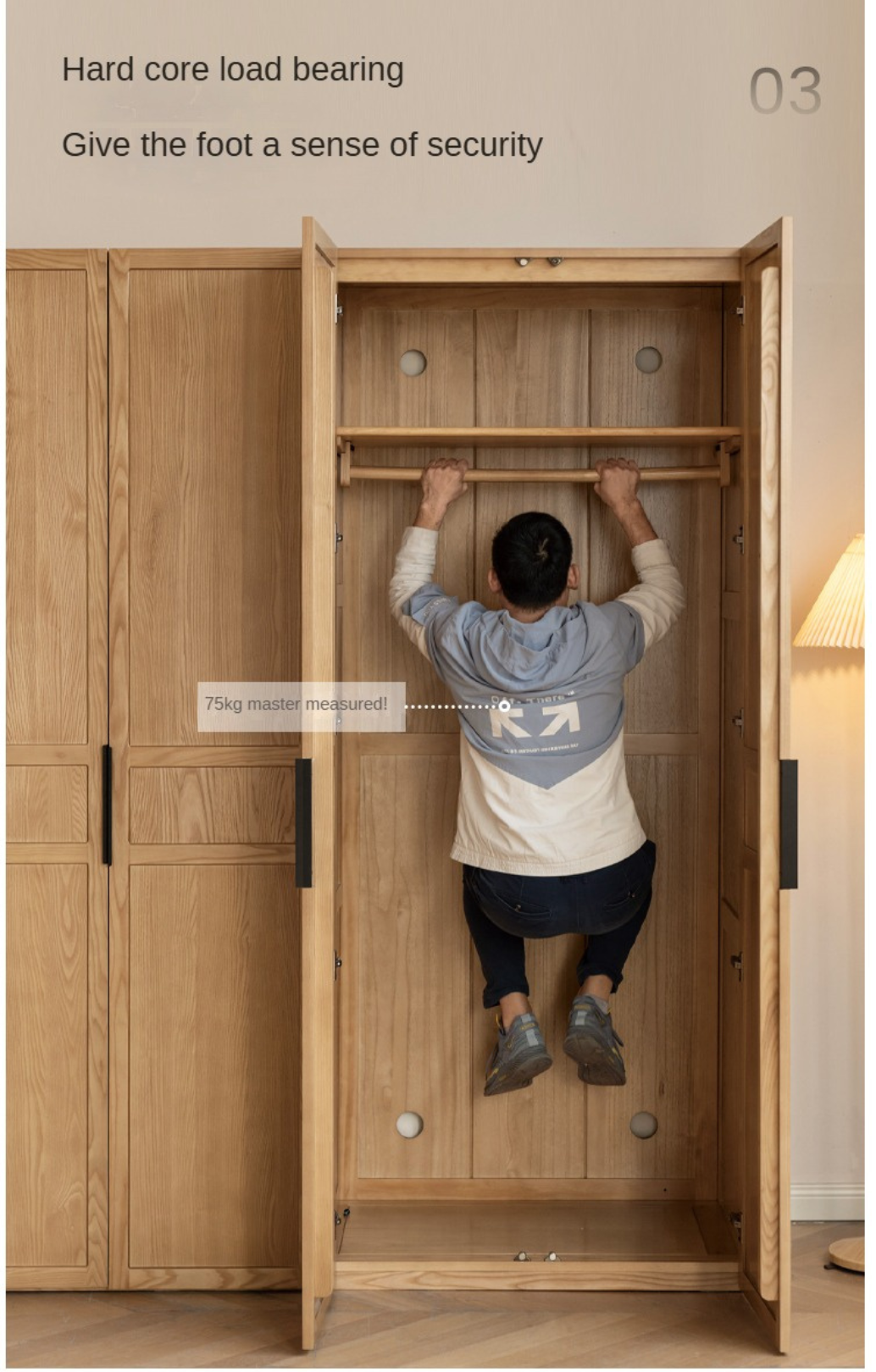 Ash Solid Wood Wardrobe Modern Simple