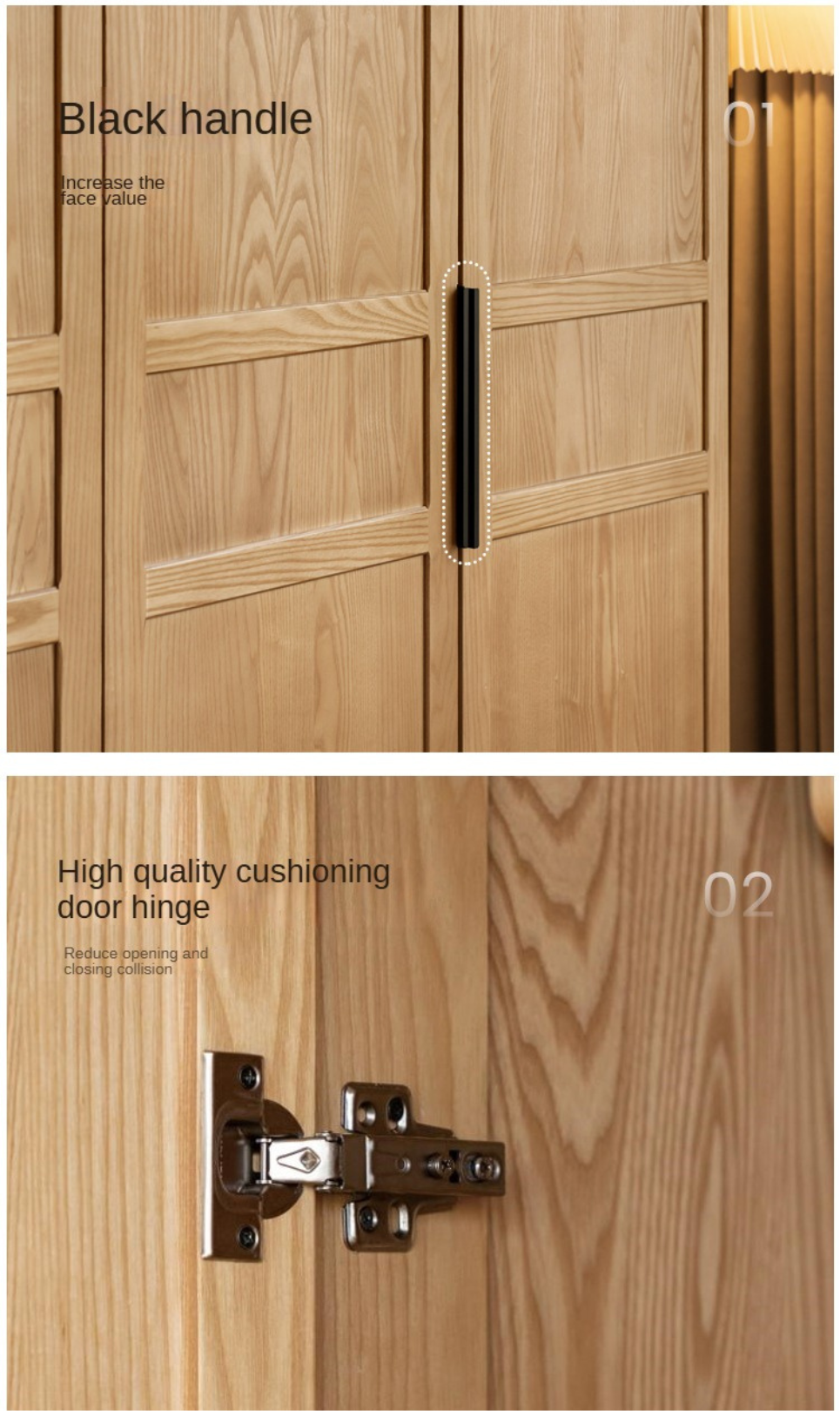 Ash Solid Wood Wardrobe Modern Simple