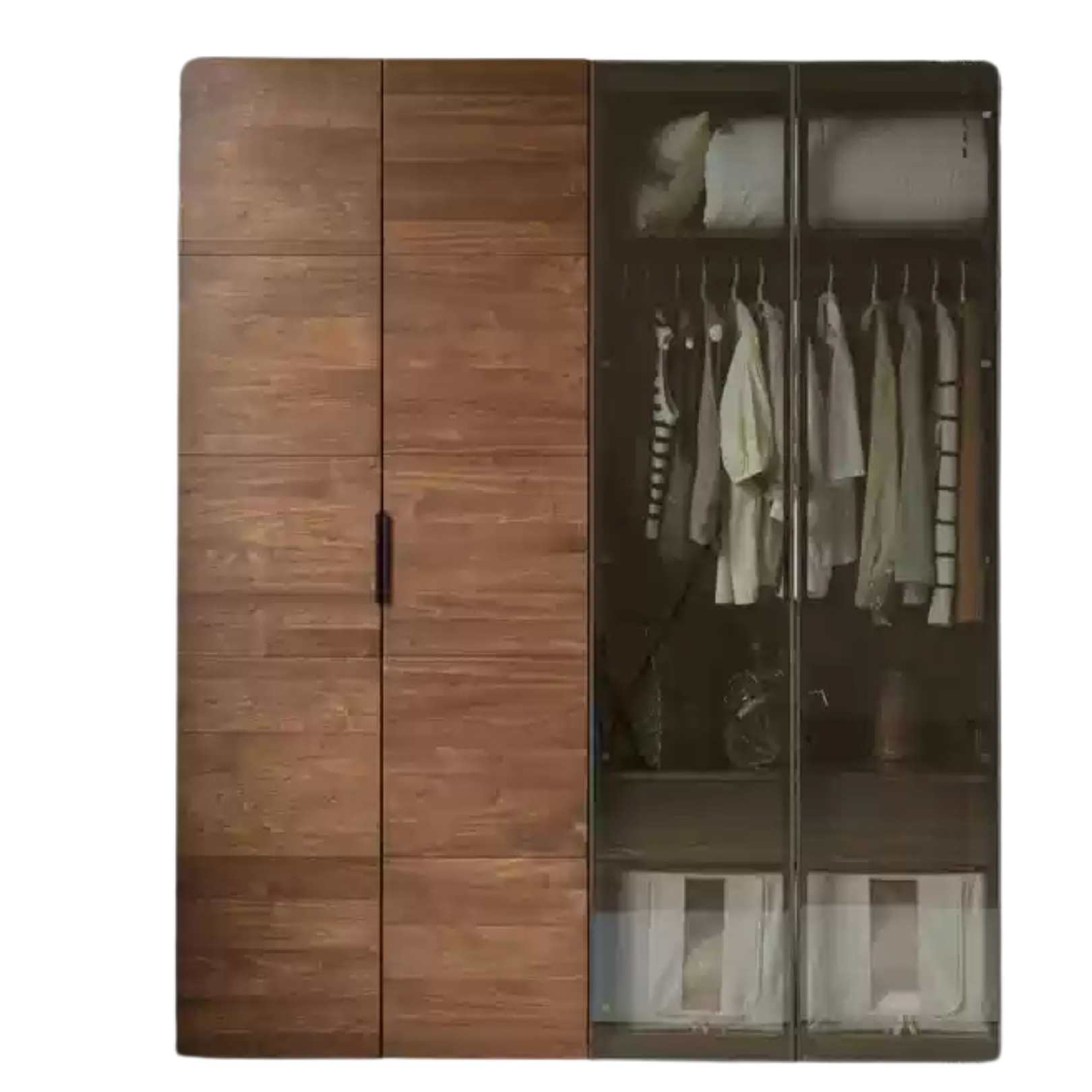 Black Walnut Solid Wood Wardrobe Combination Storage Cabinet