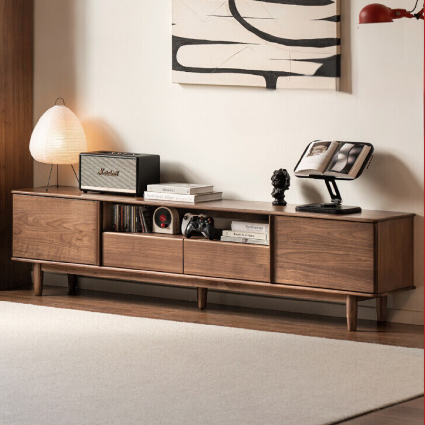 Black walnut solid wood modern simple TV cabinet