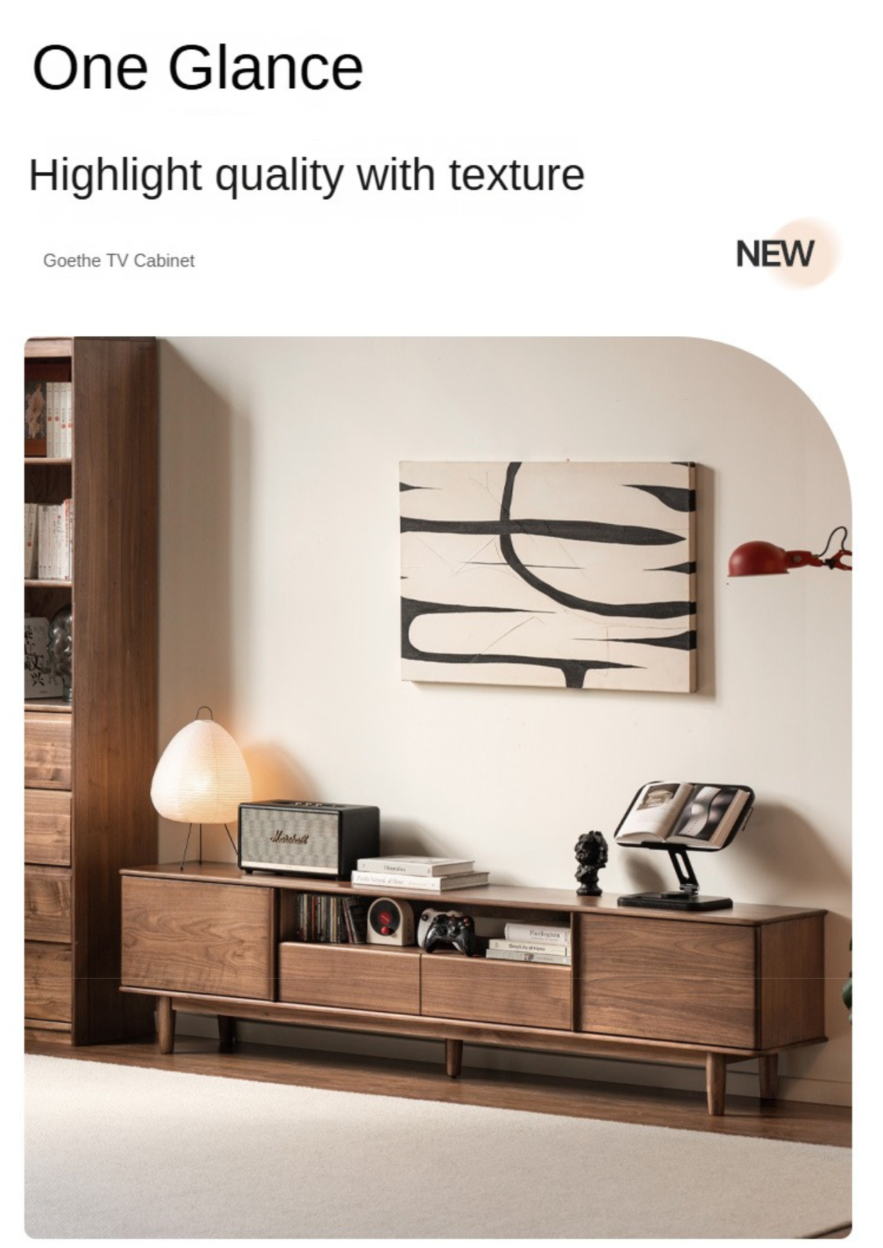 Black walnut solid wood modern simple TV cabinet