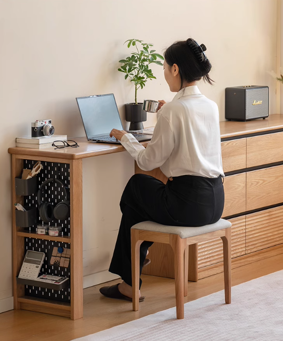 Oak Solid Wood Modern Telescopic Dressing Table