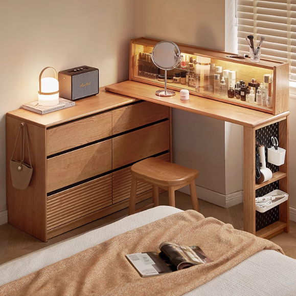 Oak Solid Wood Modern Telescopic Dressing Table