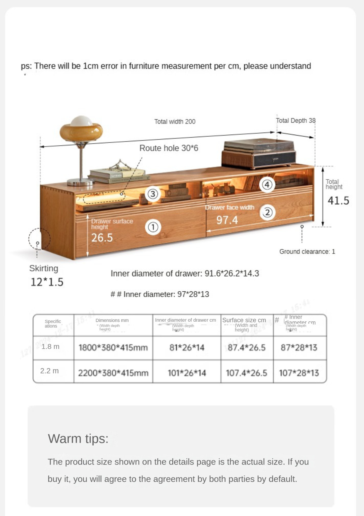 Cherry wood, Poplar solid wood floor TV cabinet