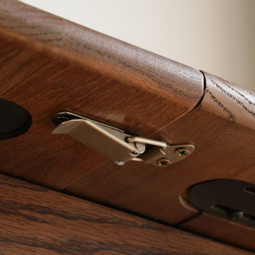 Oak Solid Wood walnut color Retractable Dining Table