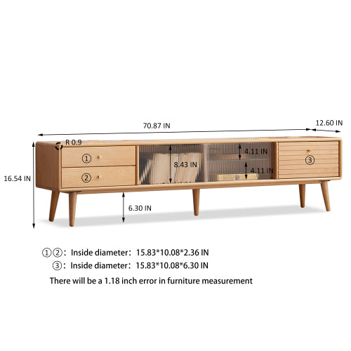 European Beech solid wood TV cabinet: