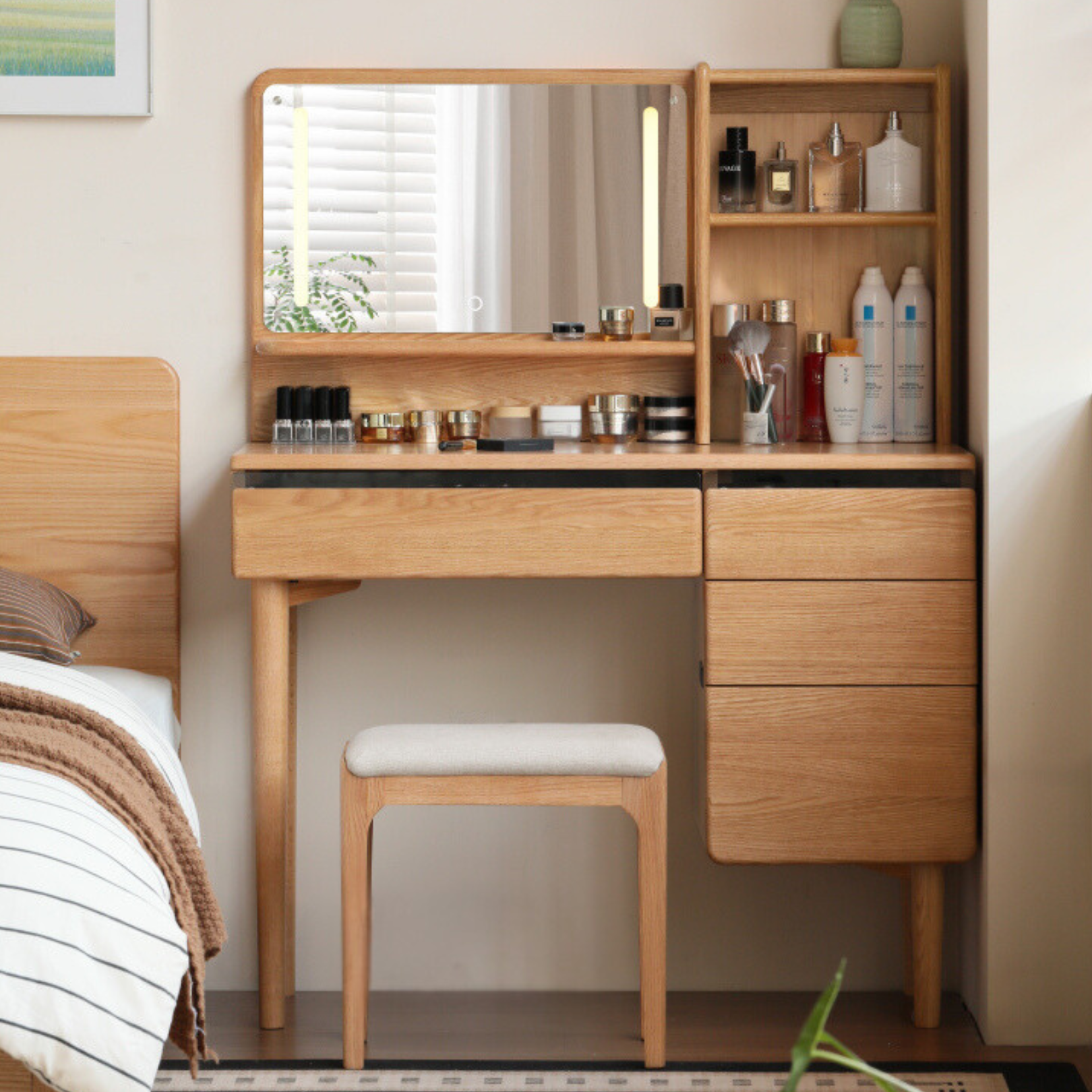 Oak Solid Wood Lighted Dressing Table