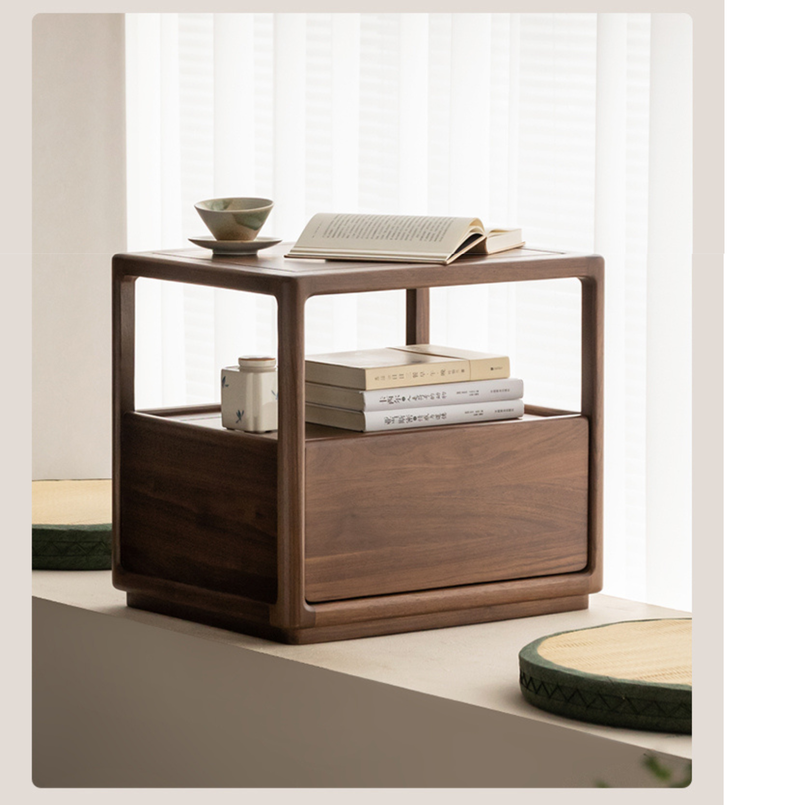 Black Walnut Solid Wood Locker Nightstand