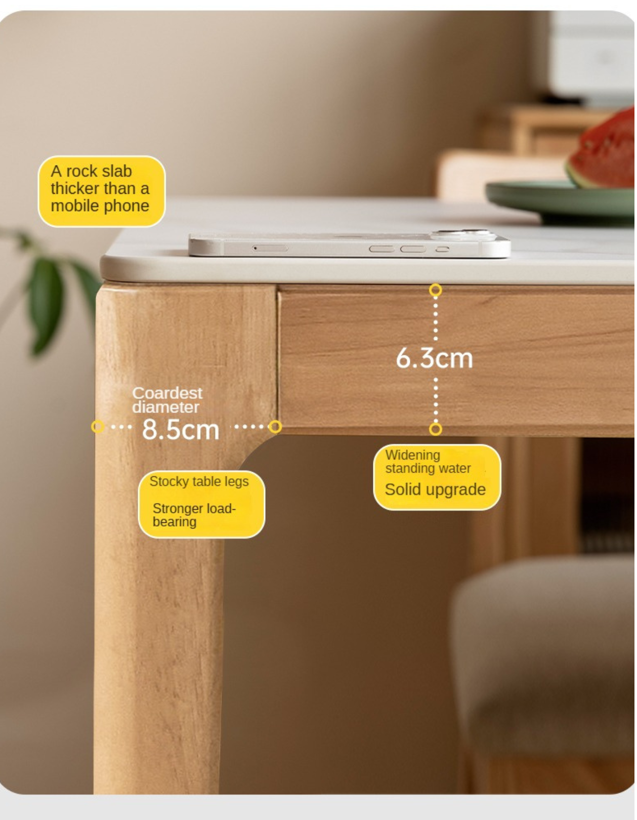 Rubber, Oak solid wood rectangular dining table