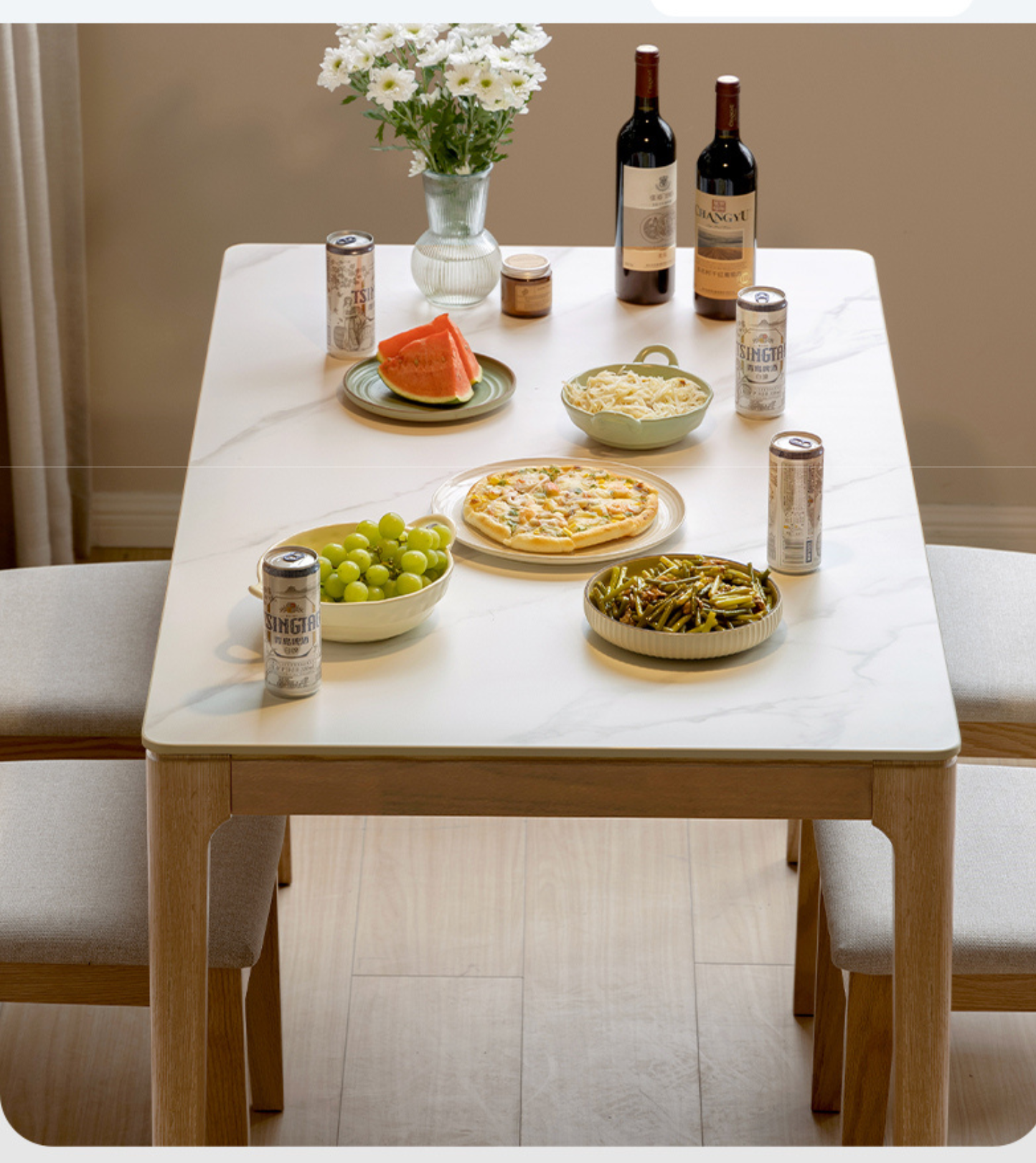 Rubber, Oak solid wood rectangular dining table