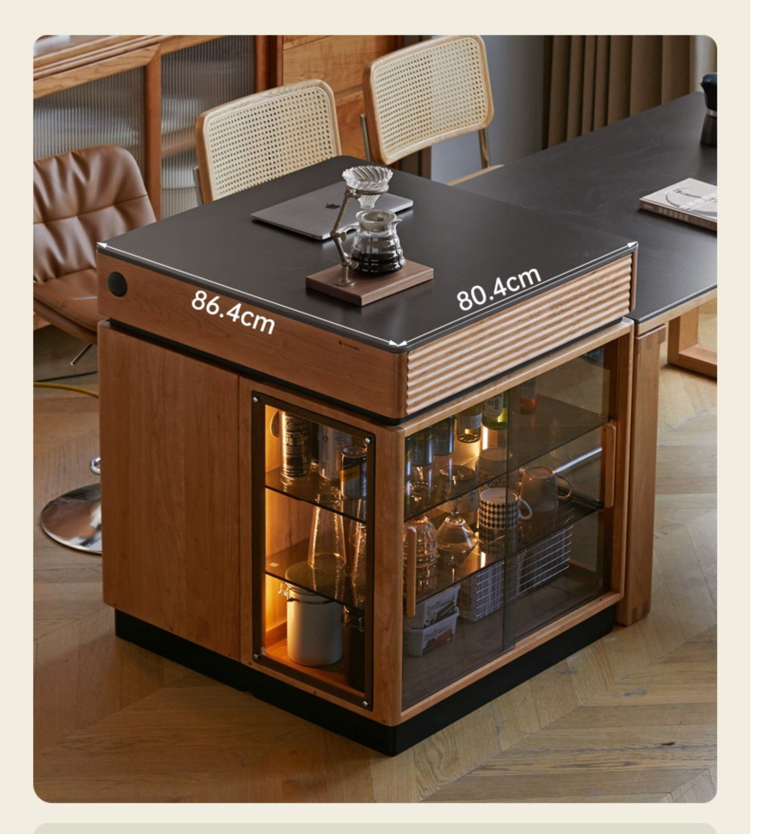 Cherry Solid Wood Island Multifunctional Bar