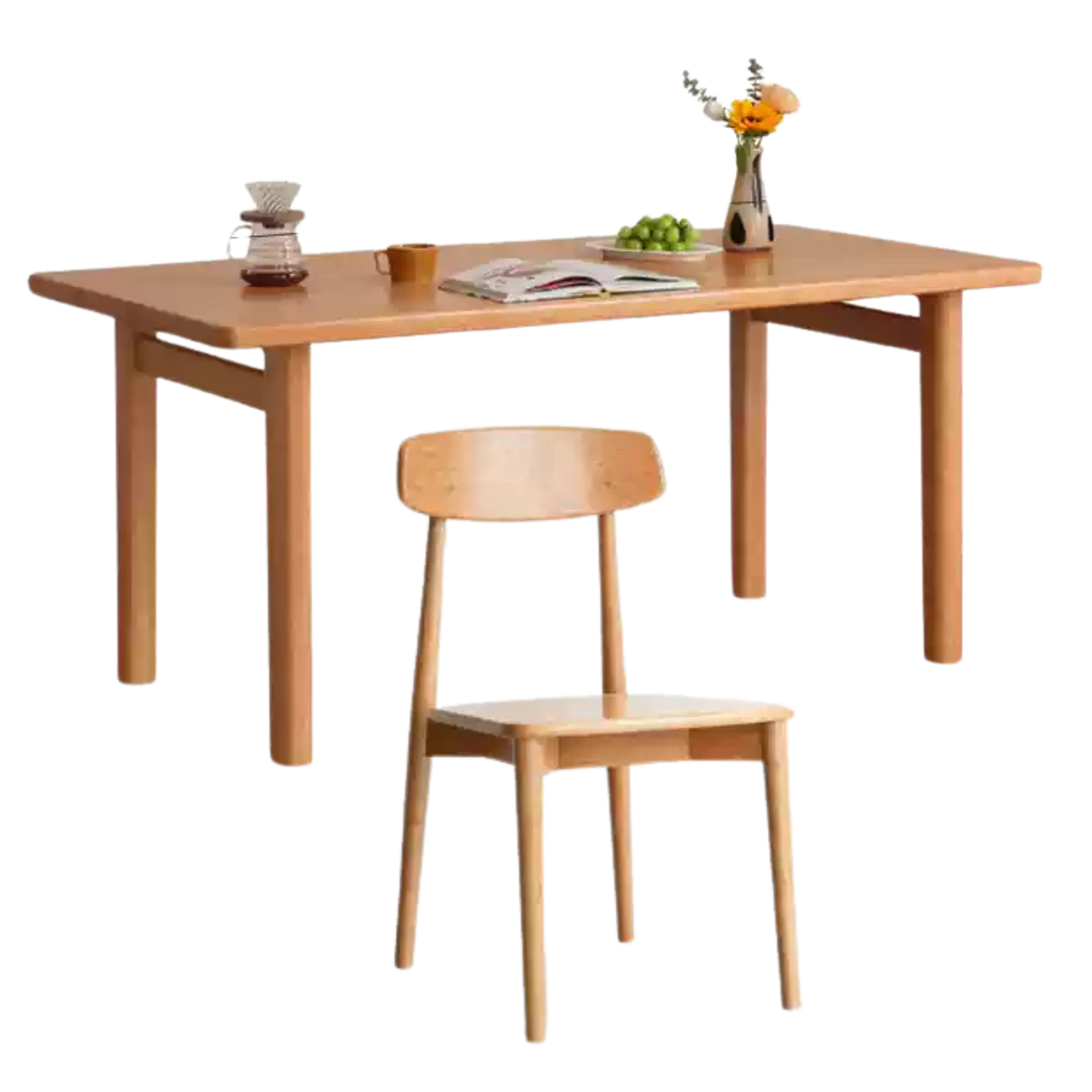 Cherry solid wood large dining table