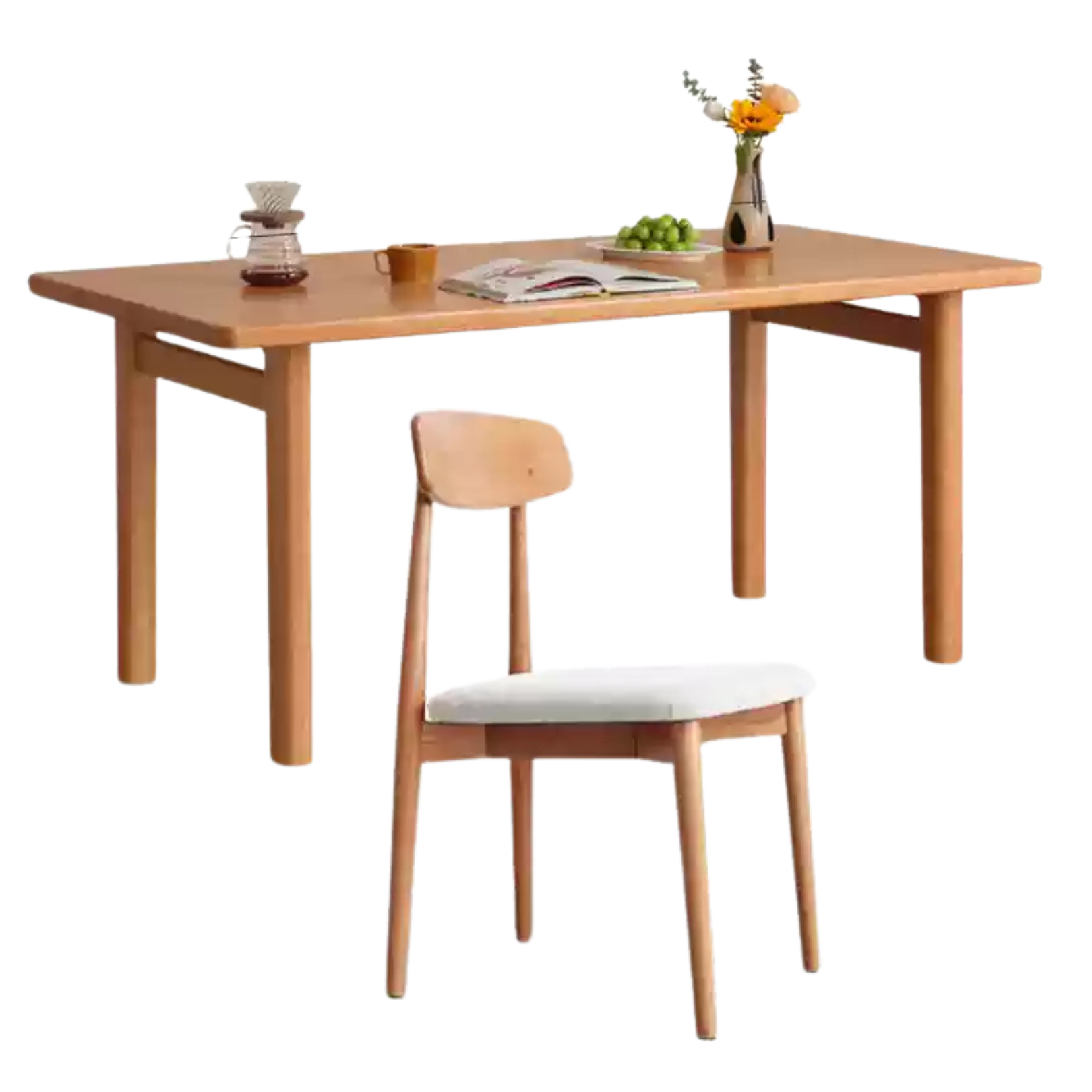 Cherry solid wood large dining table