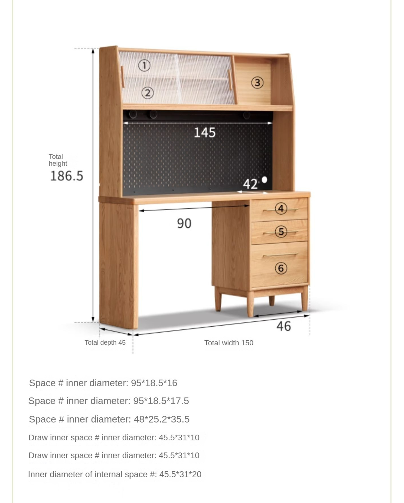 Oak solid wood large capacity dining sideboard