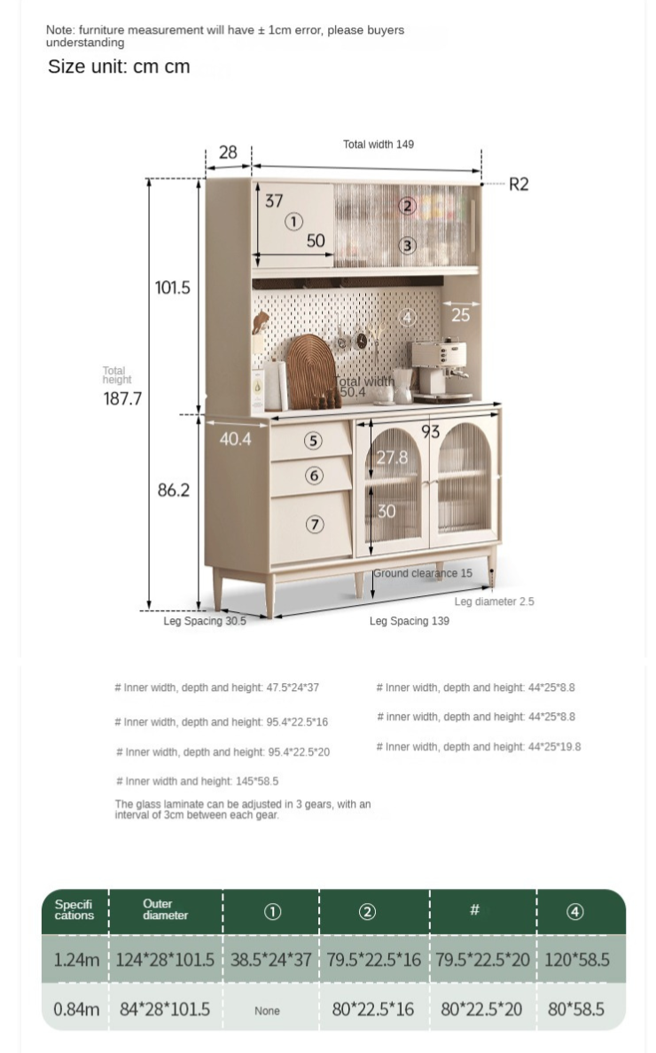 Poplar Solid Wood French Cream Style Sideboard