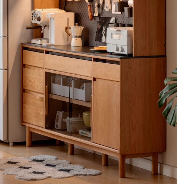 Cherry Solid Wood Rock Plate Storage Sideboard