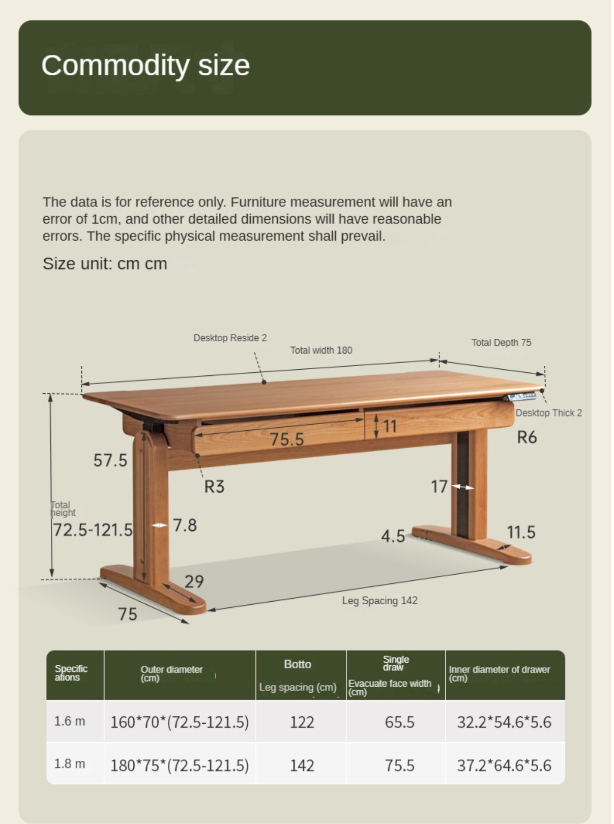 Cherry Solid Wood Electric Lift Dual Motor Office Desk