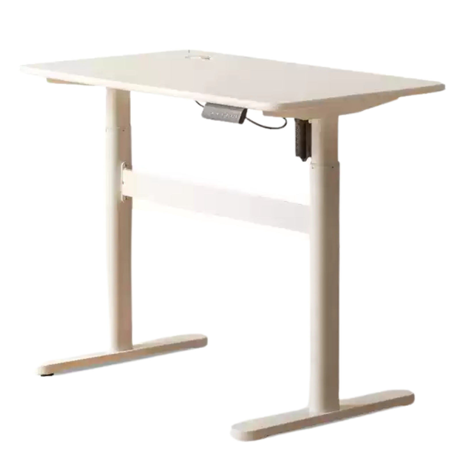 Poplar Solid Wood White Cream Style Electric Lift Desk